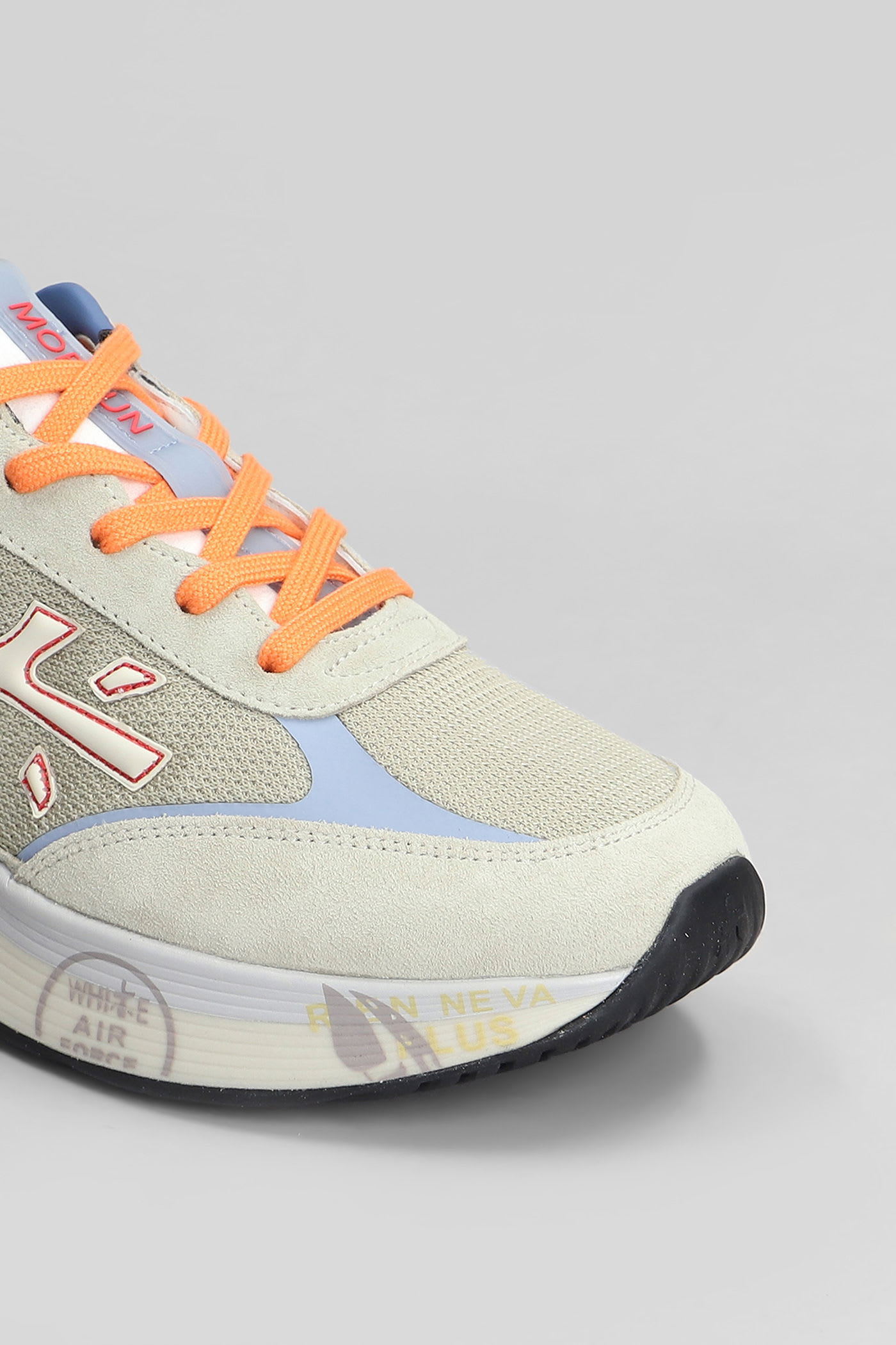 Premiata Moerun Sneakers In Taupe Suede And Fabric In Multi