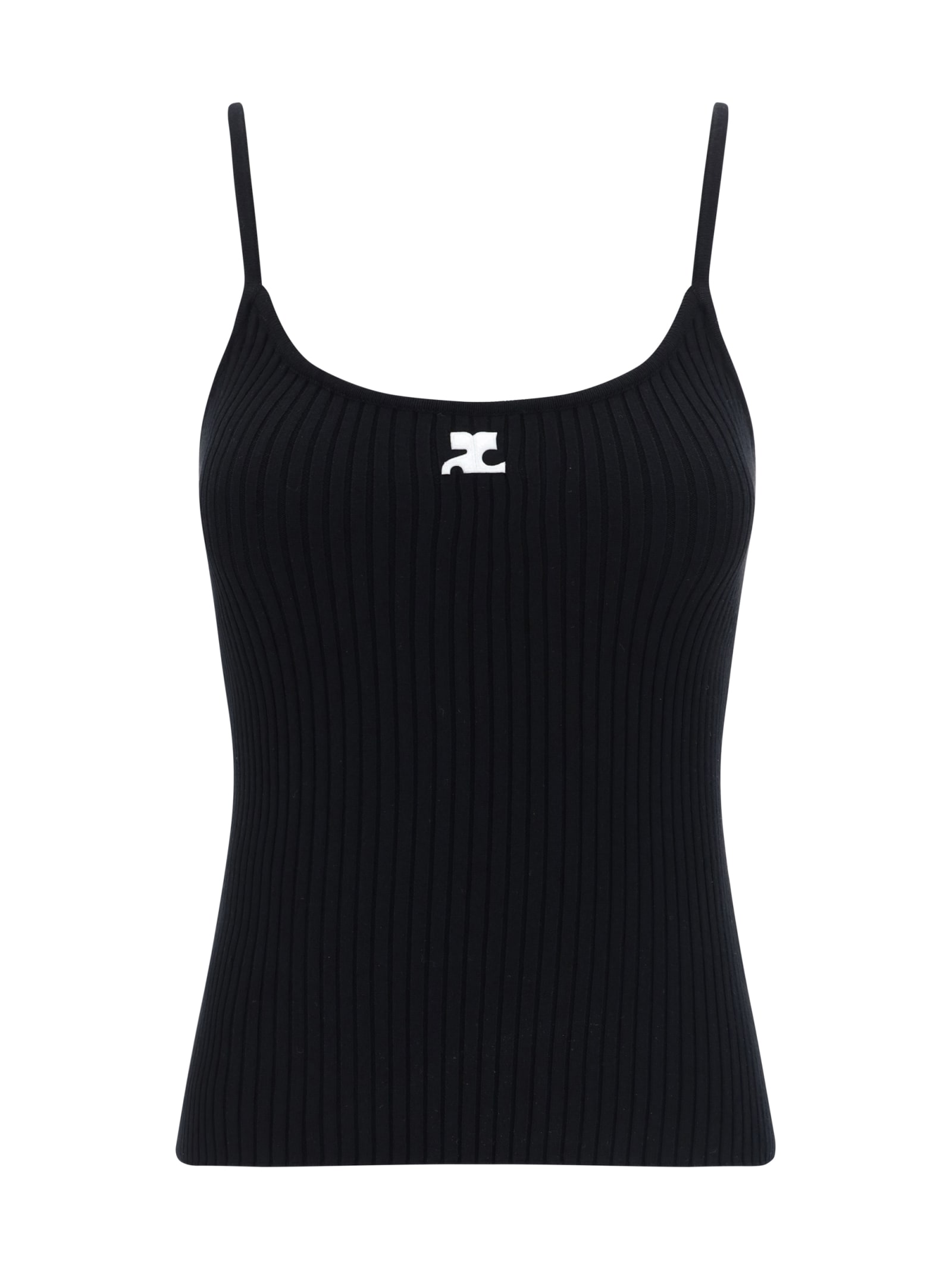 Shop Courrèges Reedition Rib Knit Top In Black