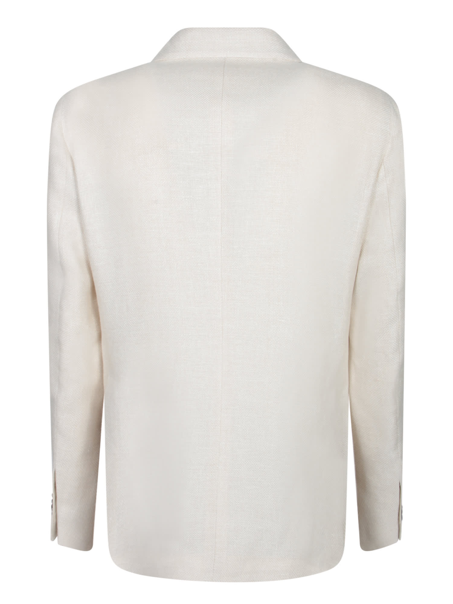 Shop Tagliatore Cream Woven Double-breasted Jacket In White