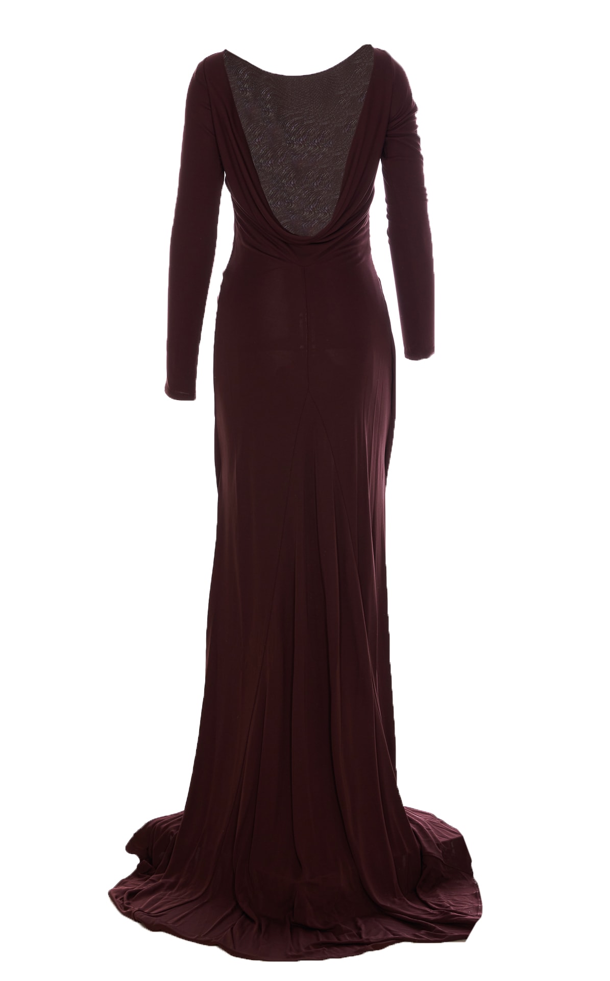 Elisabetta Franchi Red Carpet Dress With Drapes In Burgundy