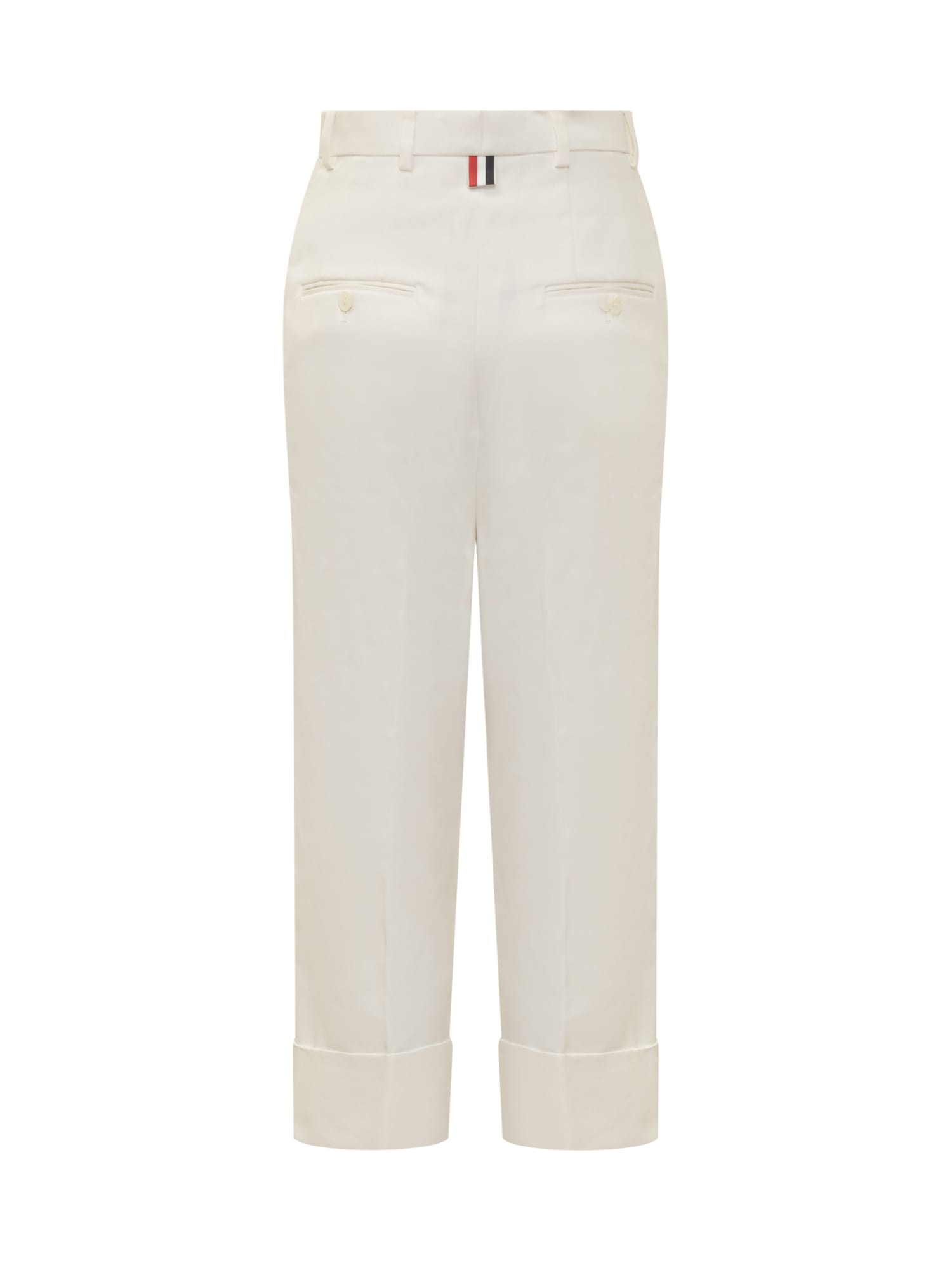 Shop Thom Browne Rwb Gros-grain Trousers In Off White