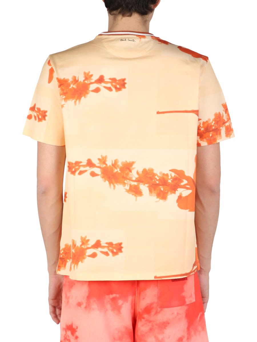 Paul Smith Stem Floral T-shirt In Orange