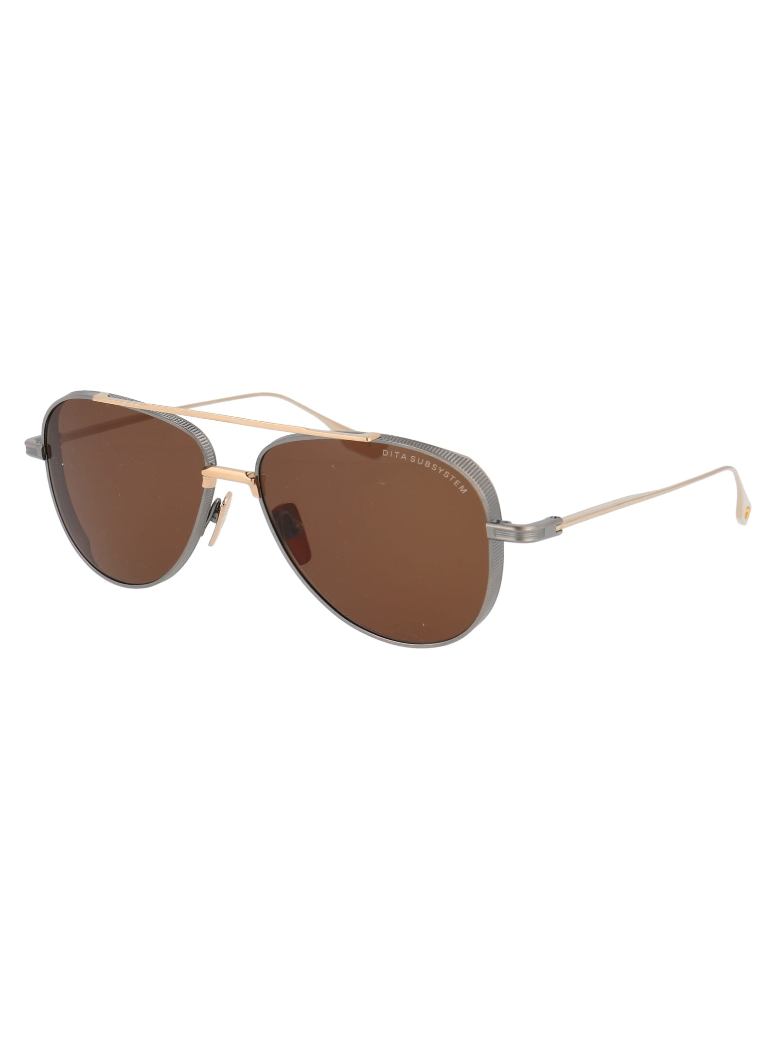 Shop Dita Subsystem Sunglasses In Antique Silver - White Gold