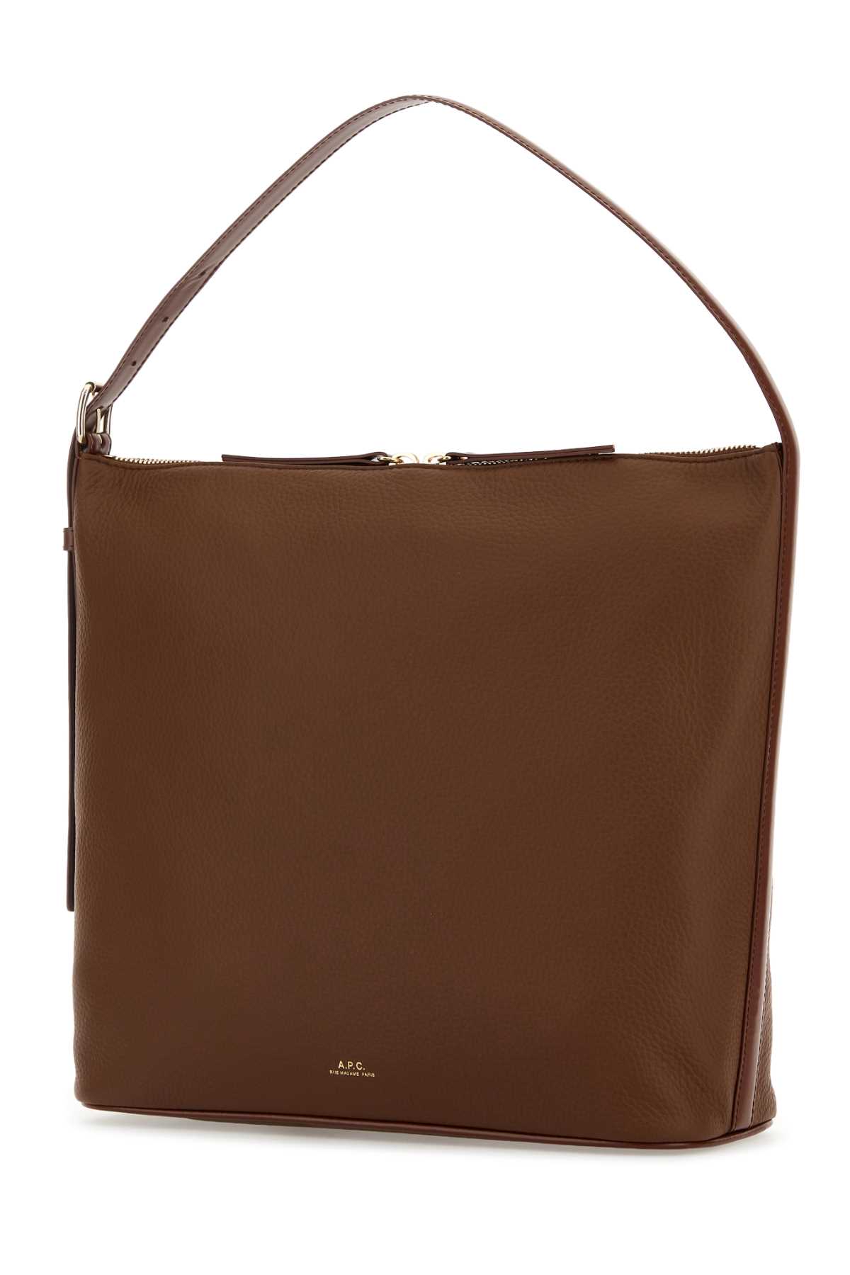 Apc Brown Leather Vera Shoulder Bag A.p.c. In Burgundy