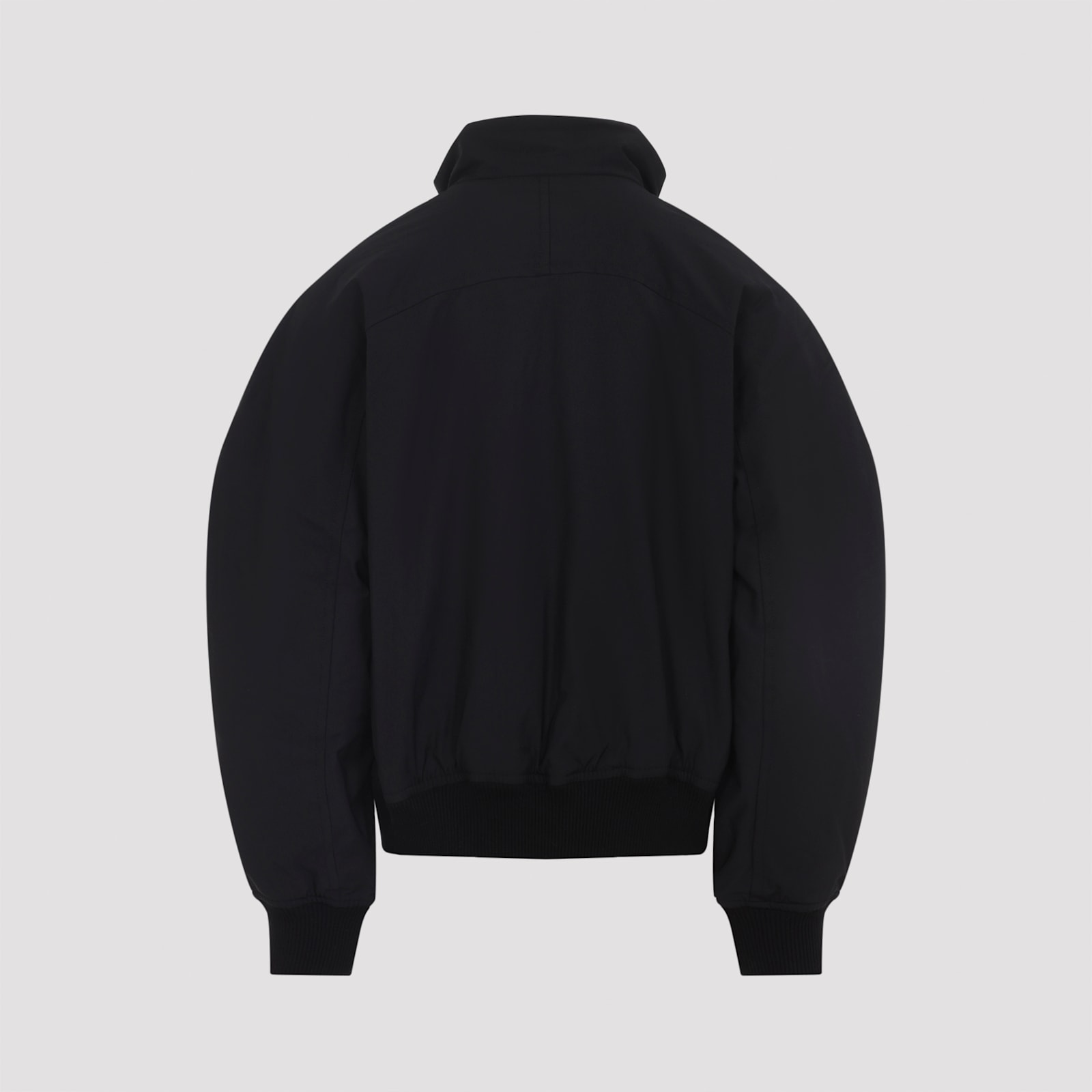 Jacquemus Stretch Cotton Blend Jacket With Zip And High Collar In Black