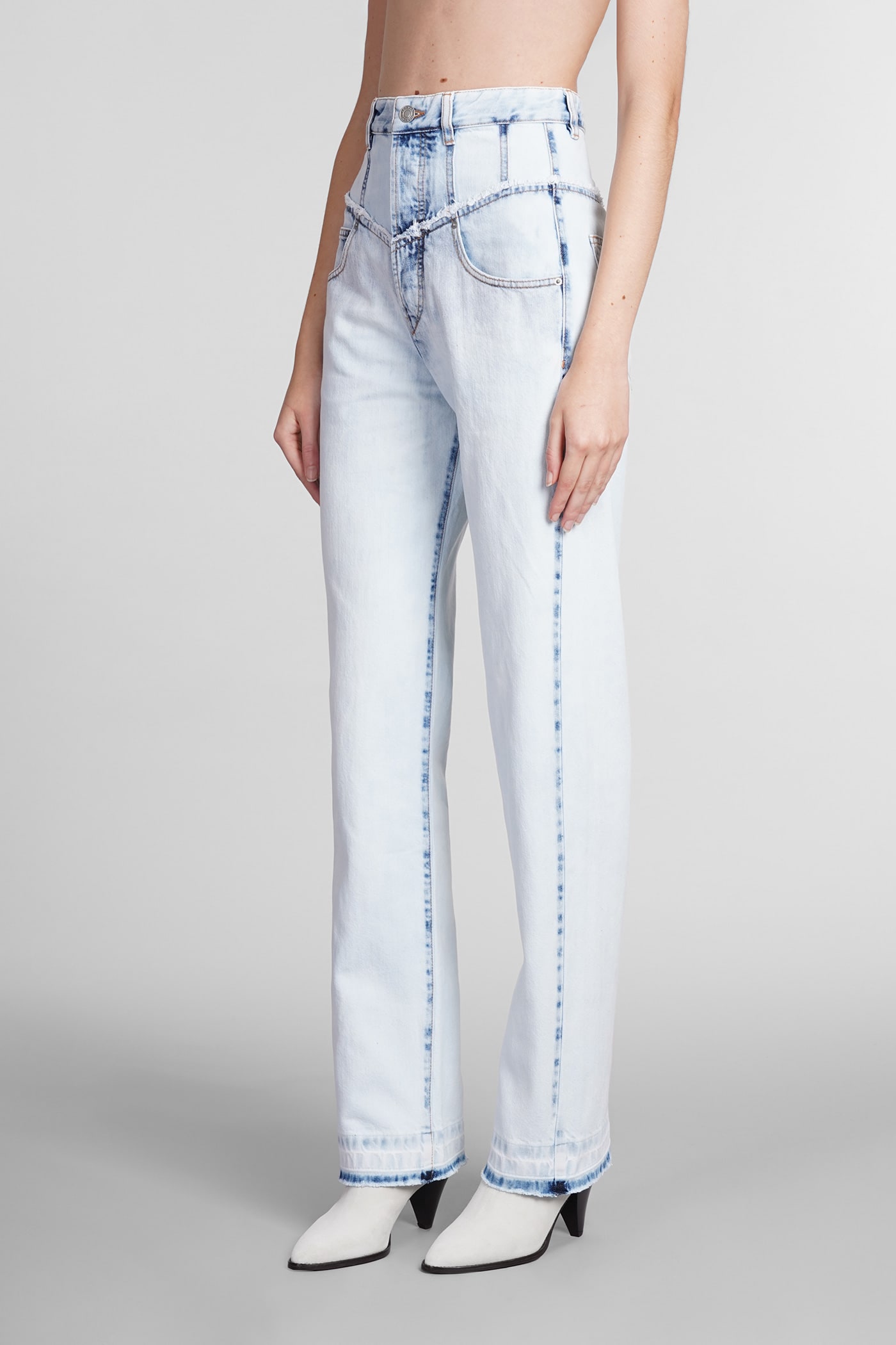 Shop Isabel Marant Noemie Jeans In Cyan Cotton