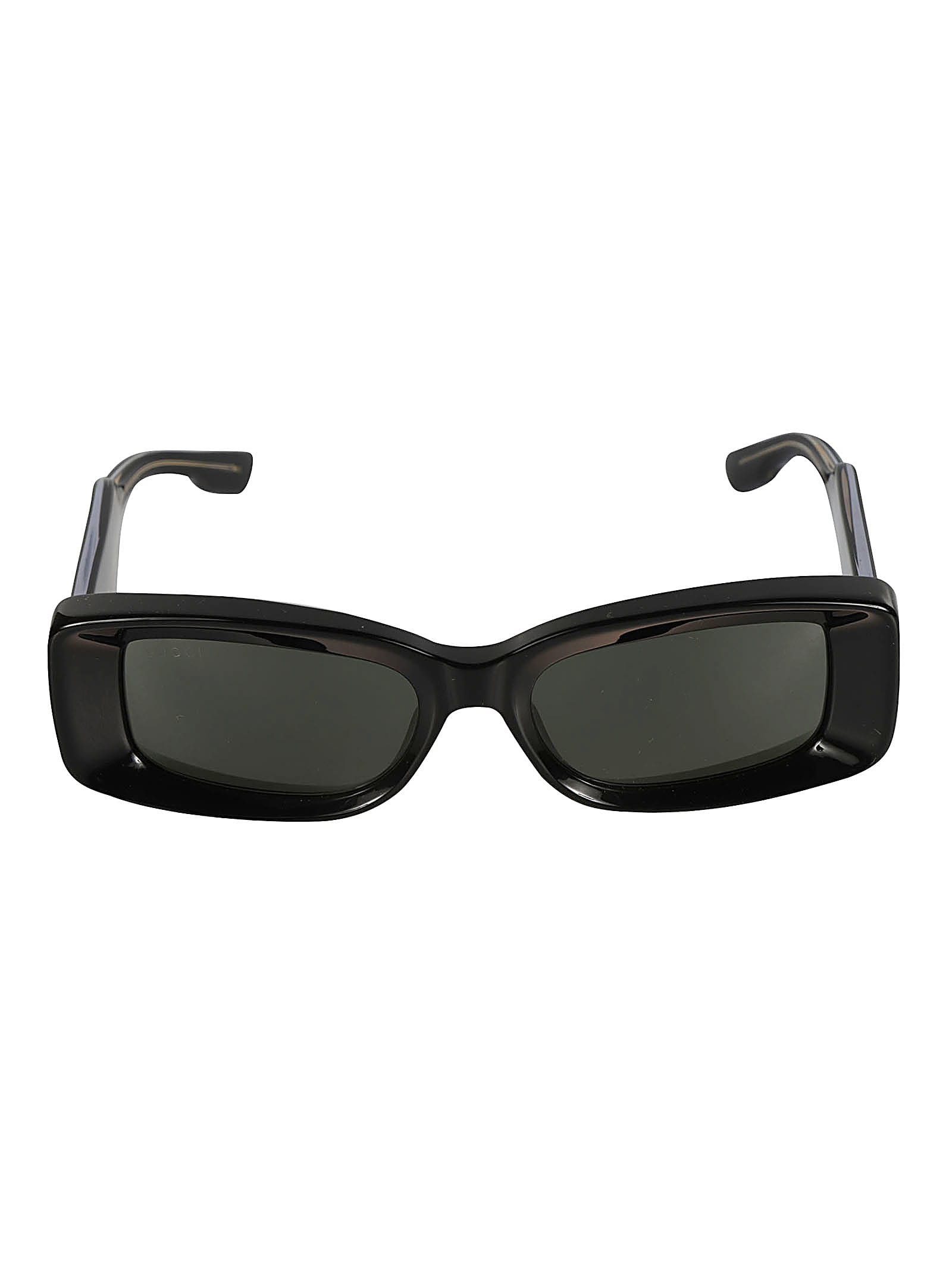 Shop Gucci Rectangle Thick Sunglasses In Black