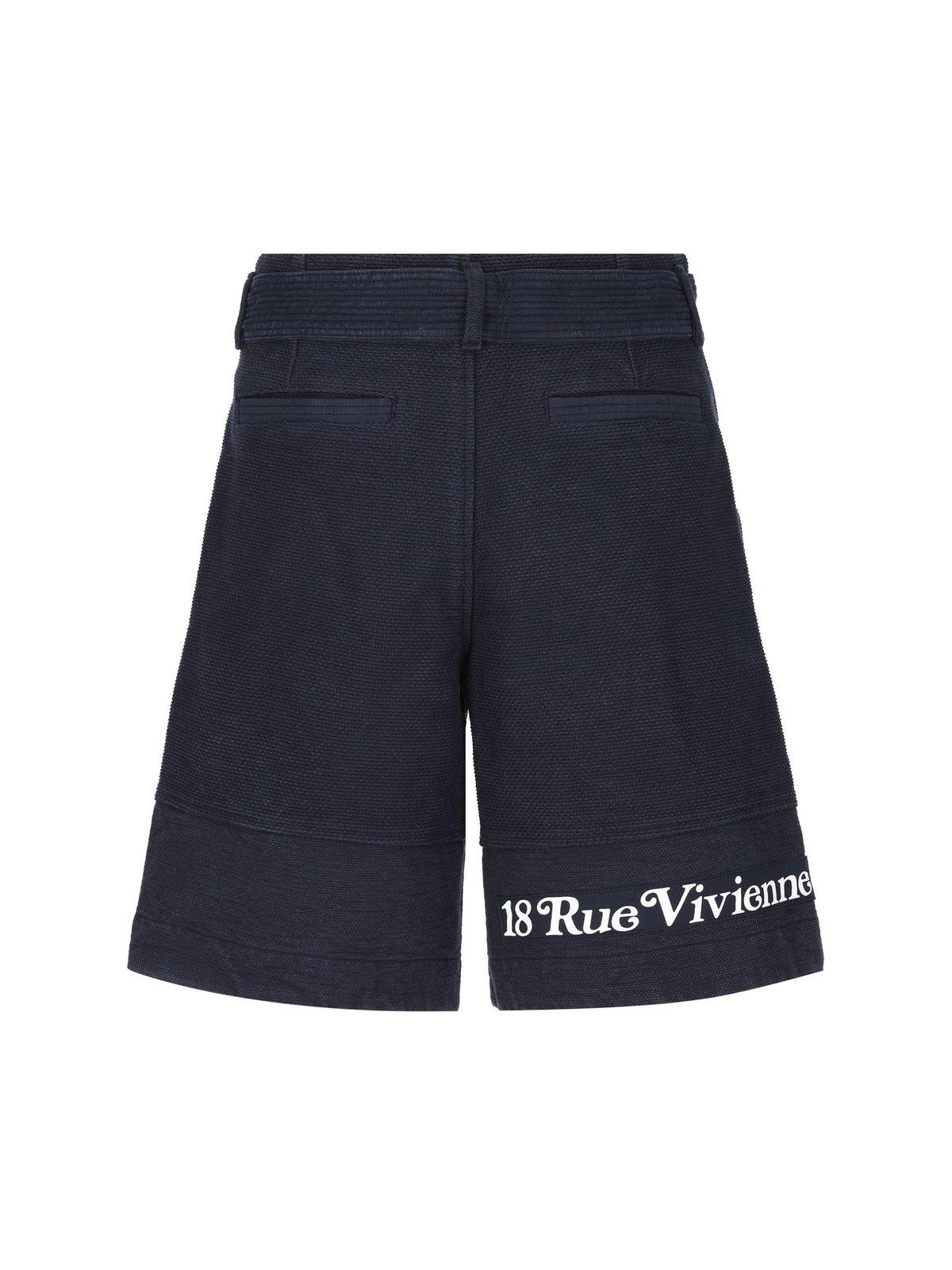 Shop Kenzo Logo Printed Tied-waist Shorts In Blue