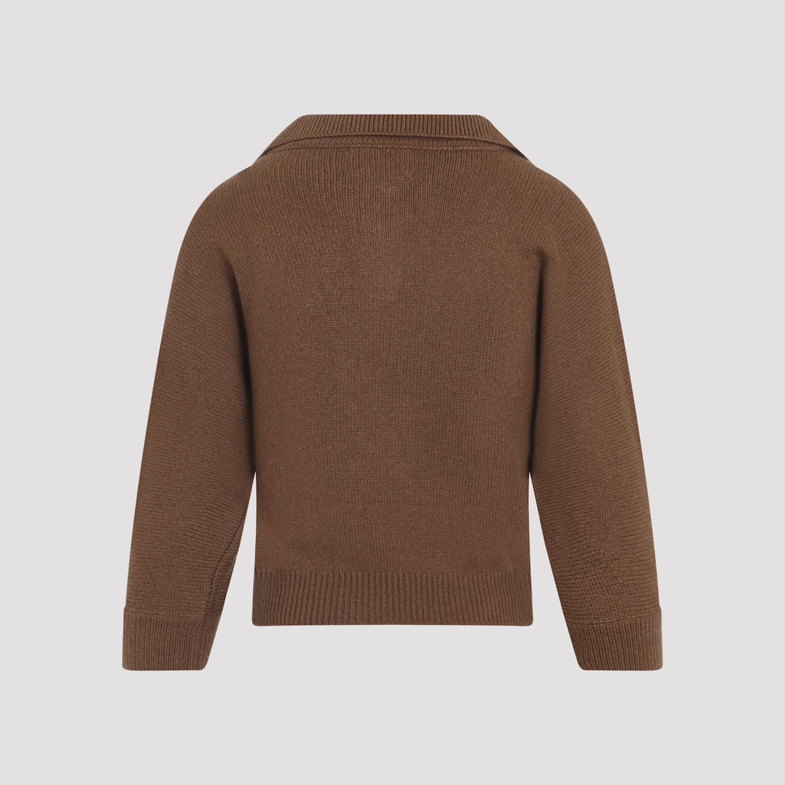 Khaite Cashmere Knit Sweater With Open Collar In Brown