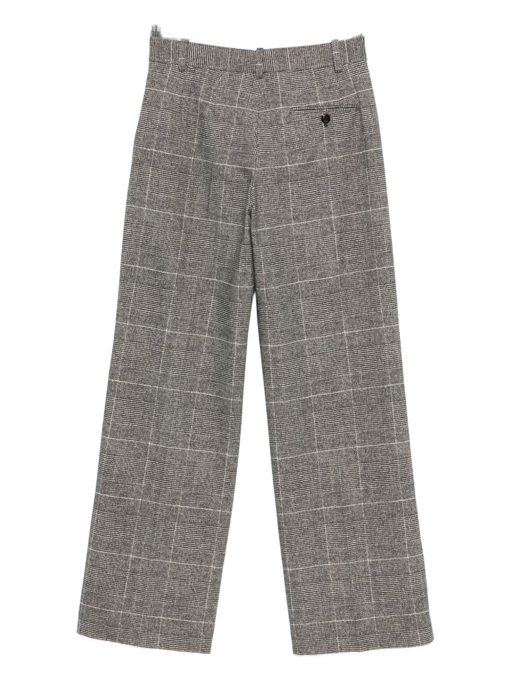 Circolo 1901 Check Pattern Wide Leg Cotton Trousers In Gray