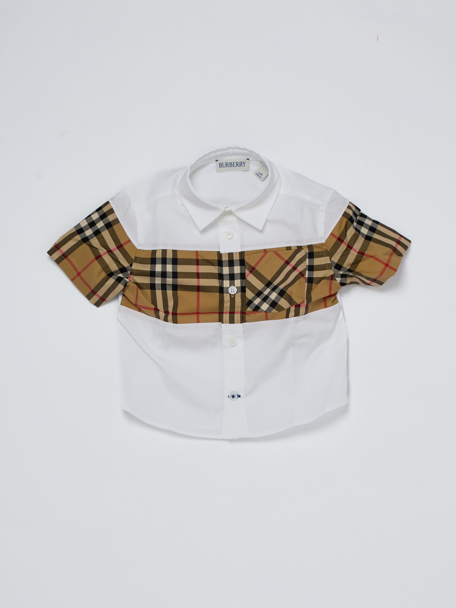 Burberry Babies' Devon Shirt Shirt In Bianco-check Beige
