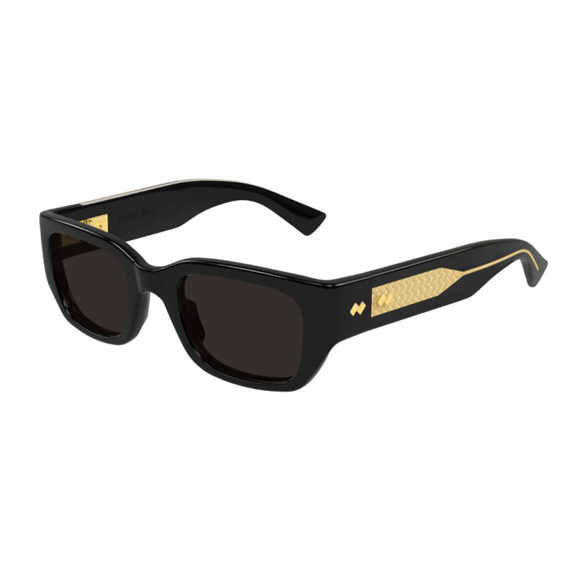 Bottega Veneta Bv1400s Linea Intrecciato 001 Black Grey Sunglasses In Brown