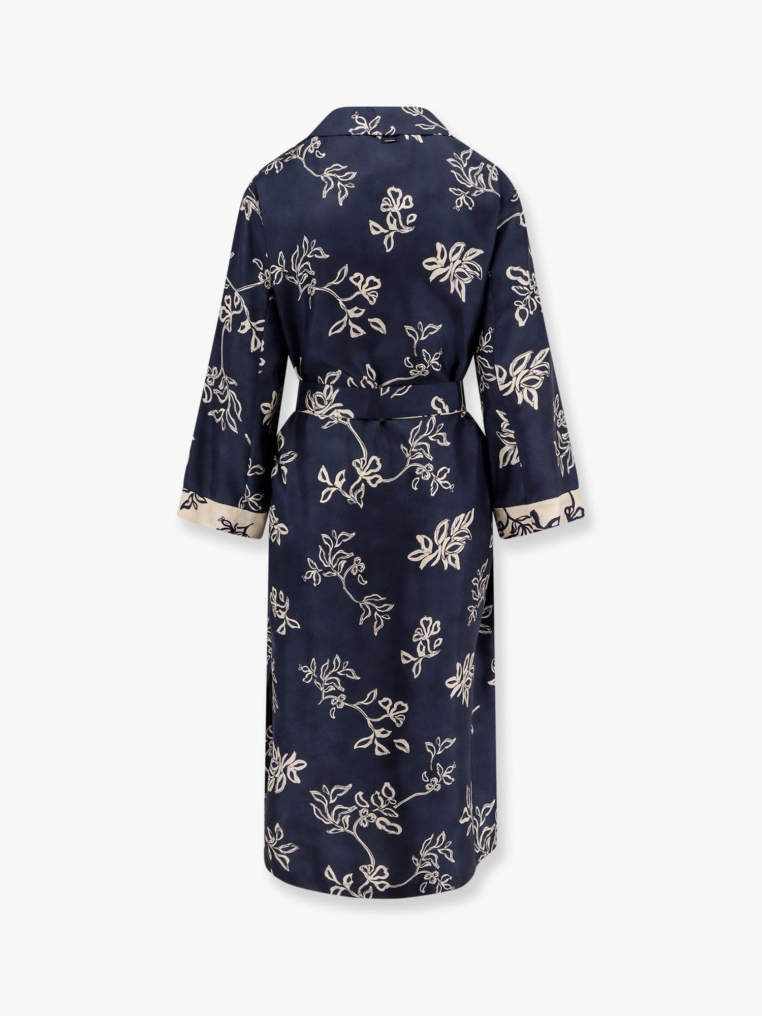 S Max Mara Timeo Kaftan Silk Dress With Floral Print In Blue