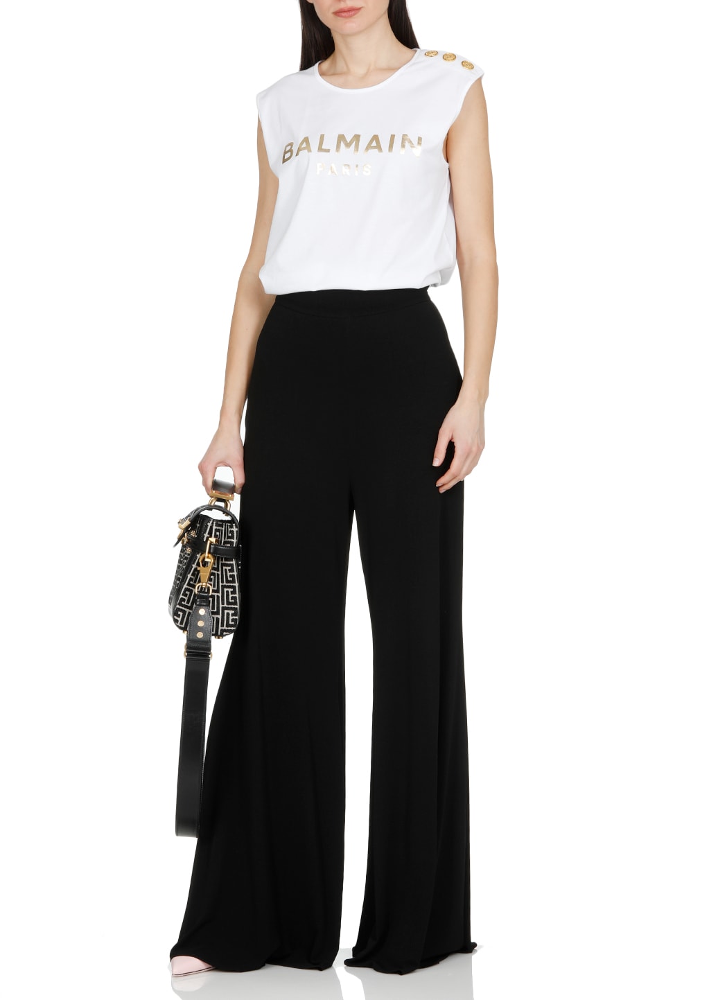 Balmain Logo-print Sleeveless T-shirt In White