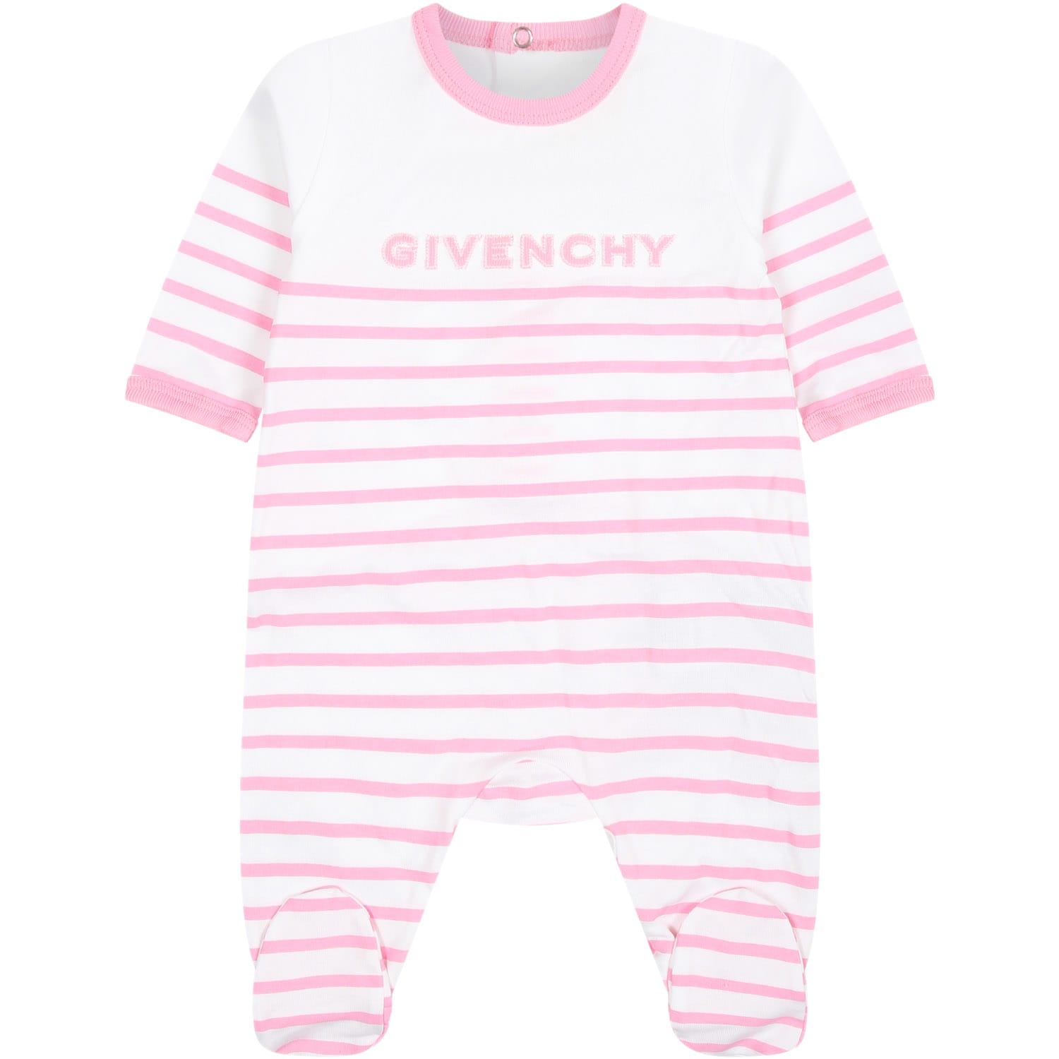 Shop Givenchy Pink Set For Baby Girl With Logo Stripes In Rosa