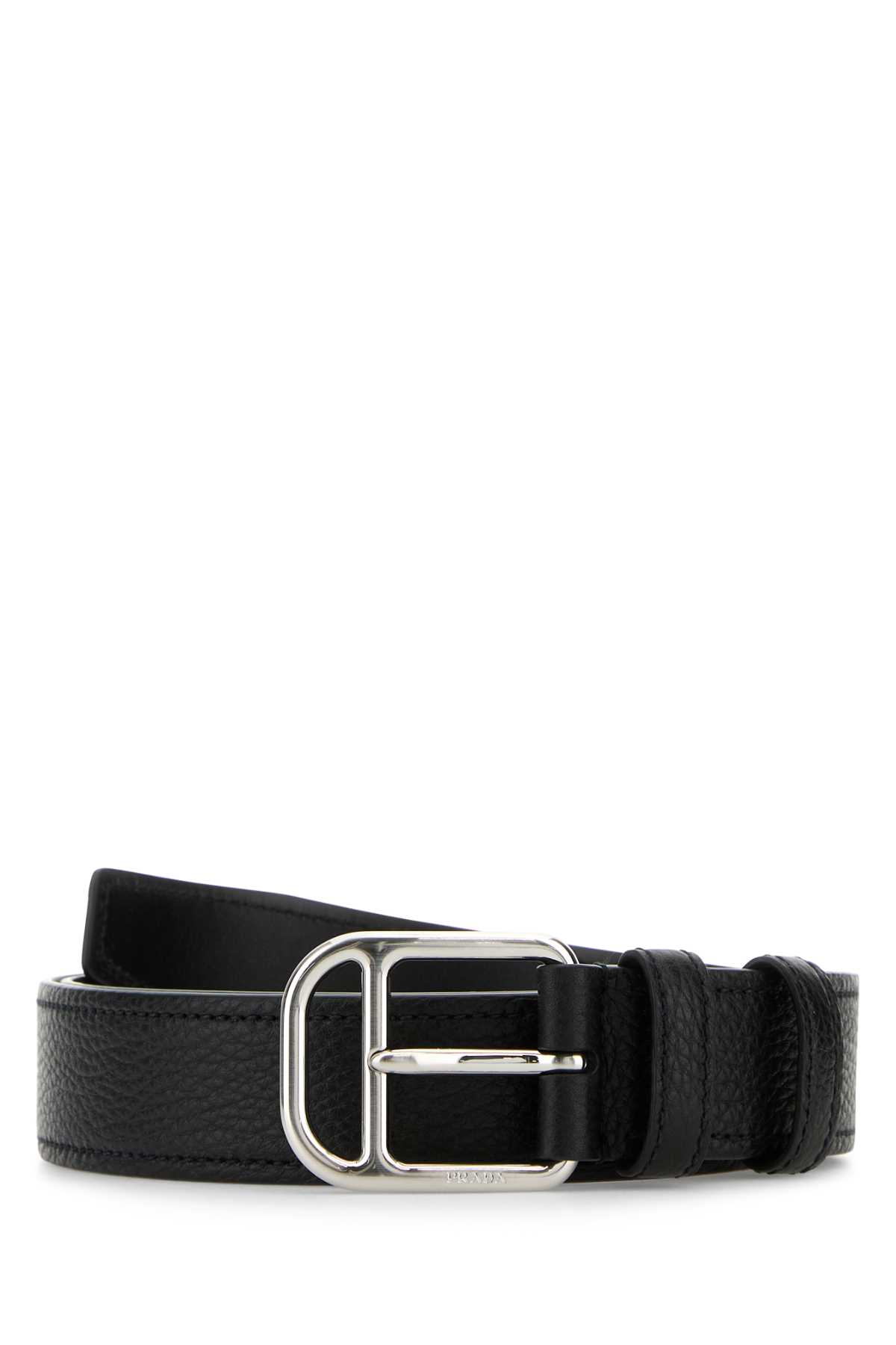 Prada Black Leather Belt In Black