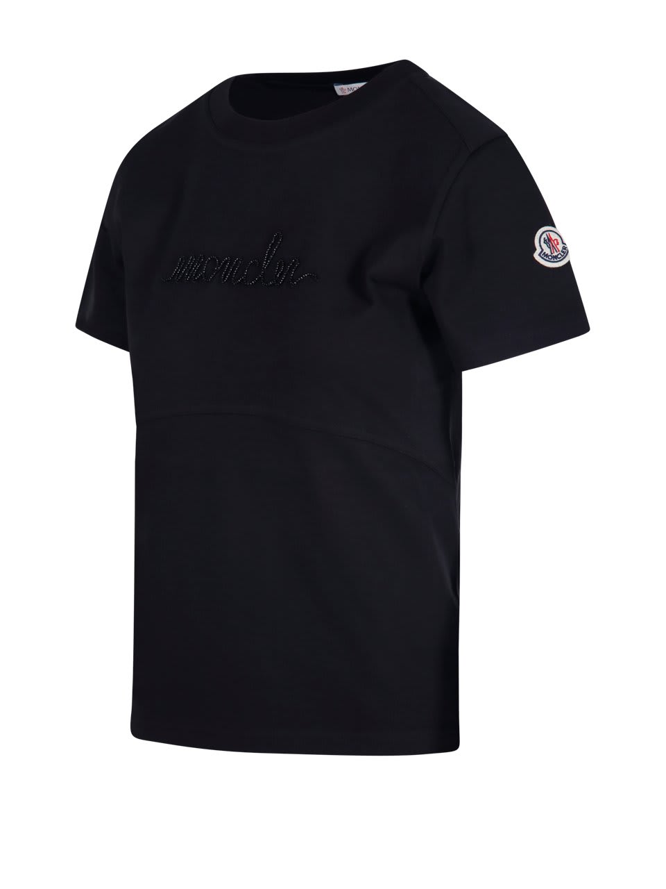 Shop Moncler Logo Patch Crewneck T-shirt In Black