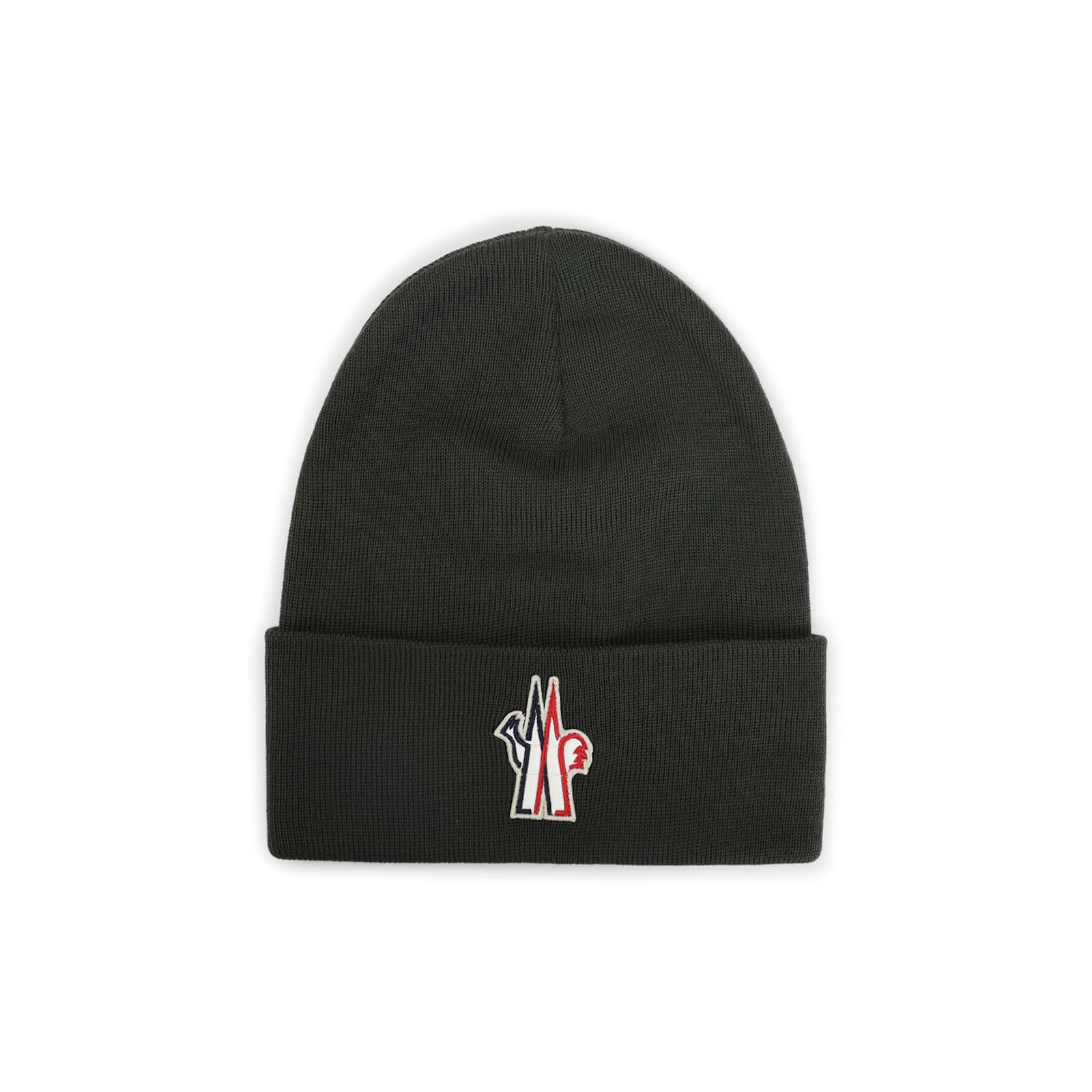 Moncler Knitted Wool Hat Ribbed Cuff In Green