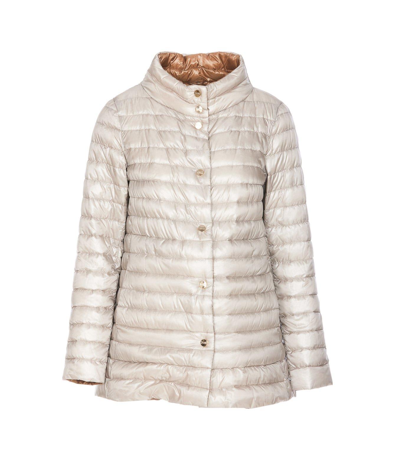 Herno Reversible Button-up Padded Down Jacket In Grigio