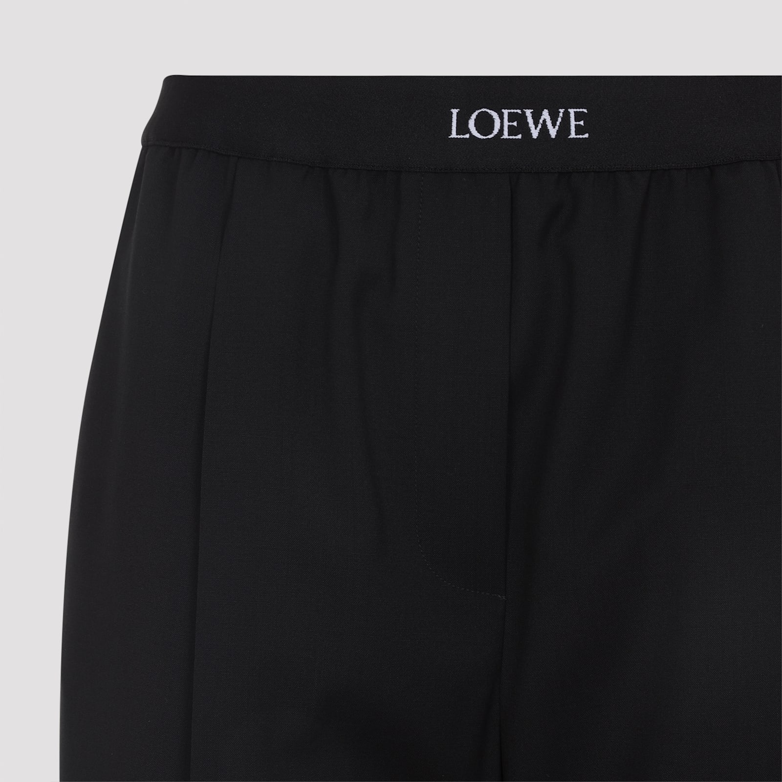 Loewe Wool Trousers With Wide Leg And Elastic Waistband In Black
