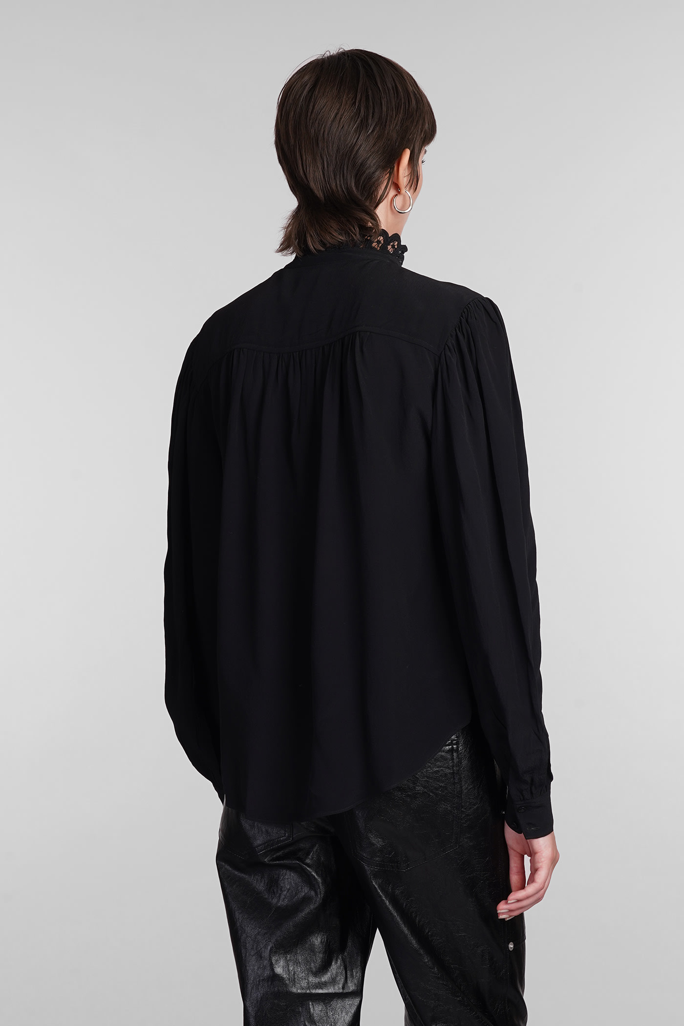 Isabel Marant Étoile Estela Broderie Anglaise Trim Buttoned Shirt In Black