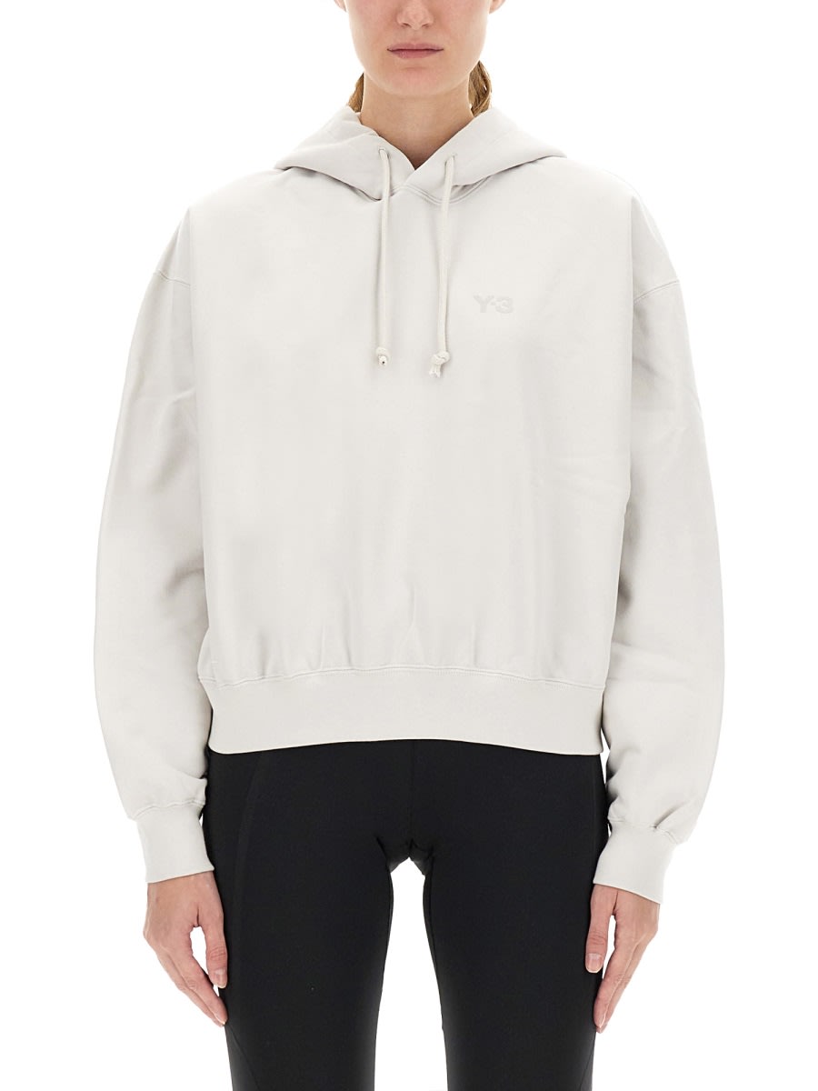 Y-3 Hooded Sweatshirt With Logo In White