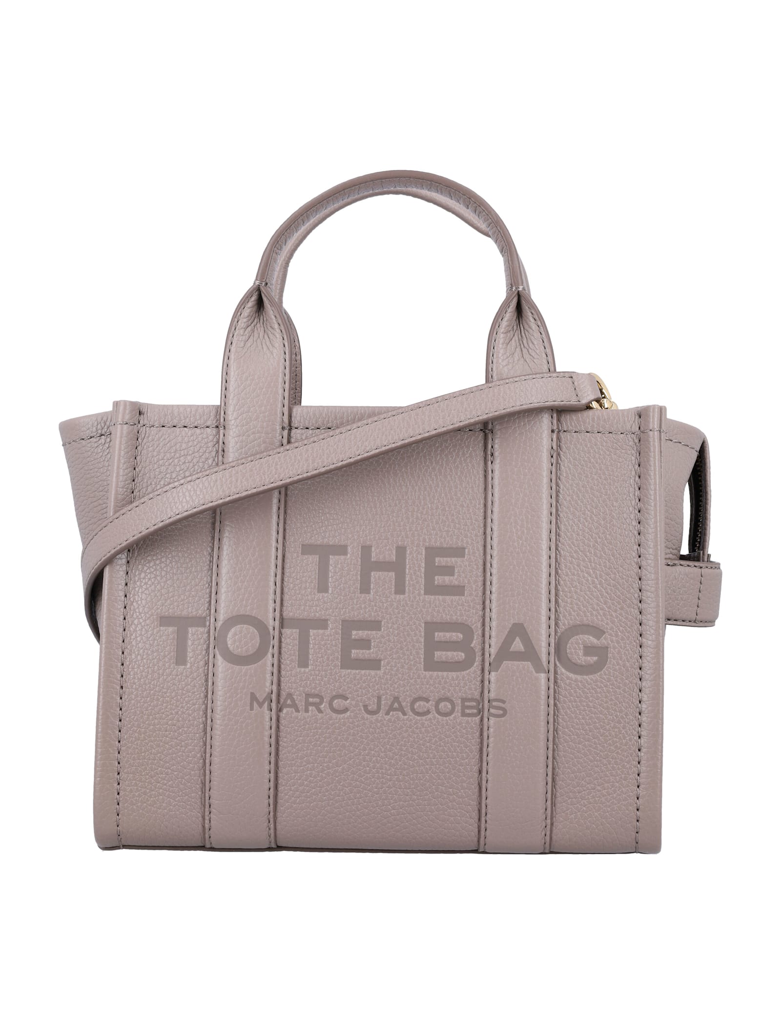 Shop Marc Jacobs The Mini Tote Leather Bag In Cement