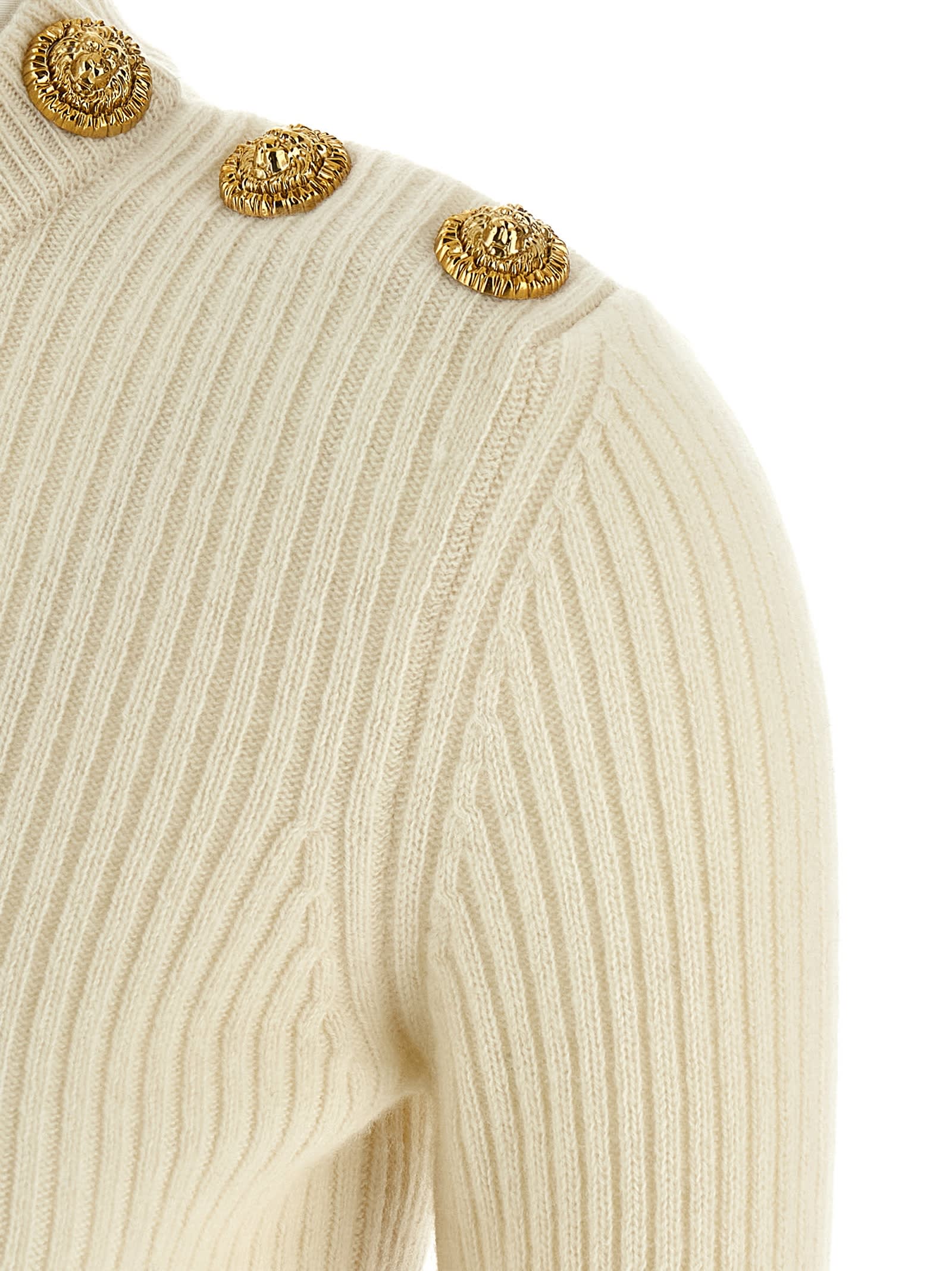 Balmain Ribbed Sweater Sweaters And Cardigans White In Neutral