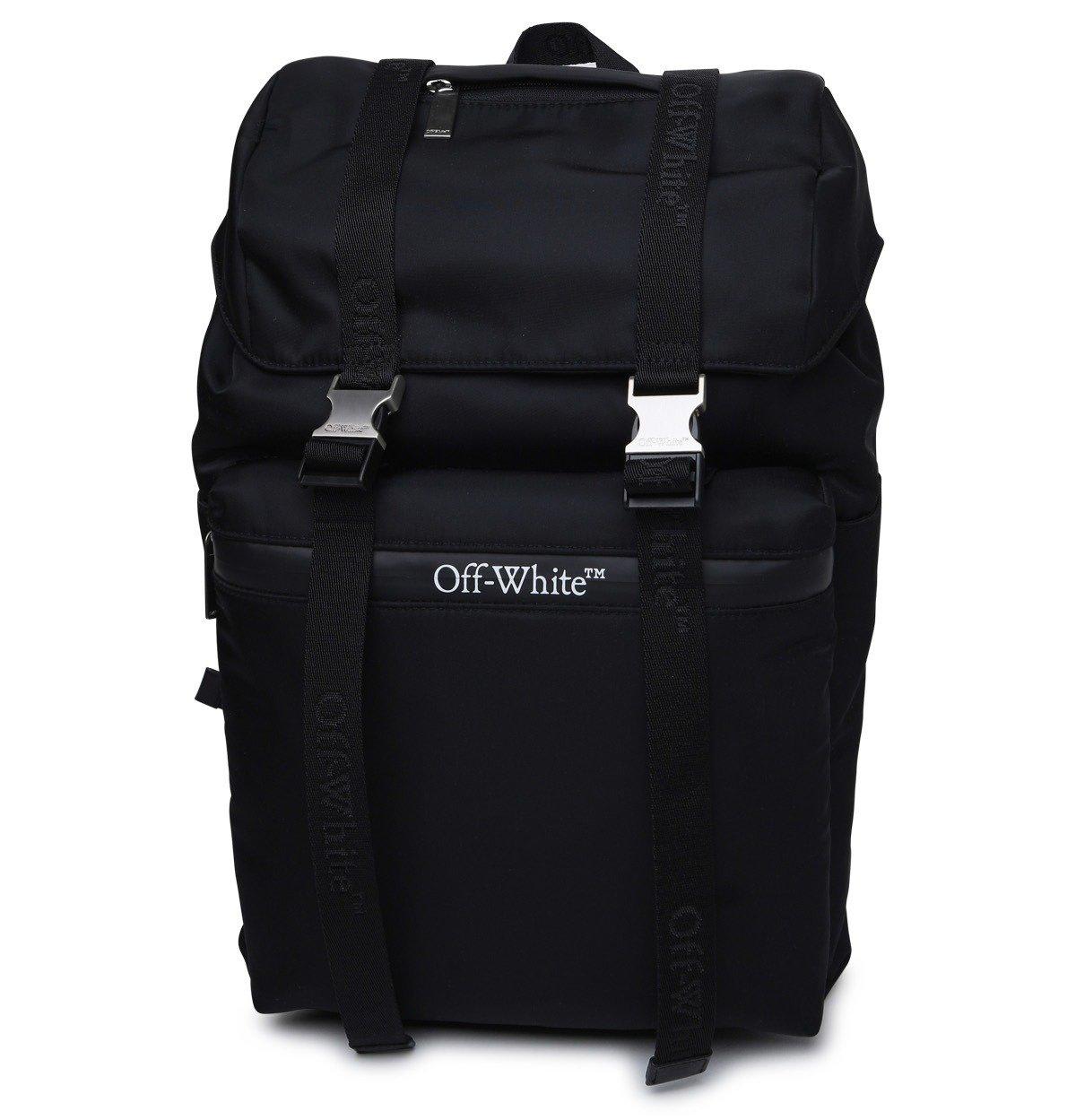 Shop Off-white Buckle Detailed Foldover Top Backpack In Black