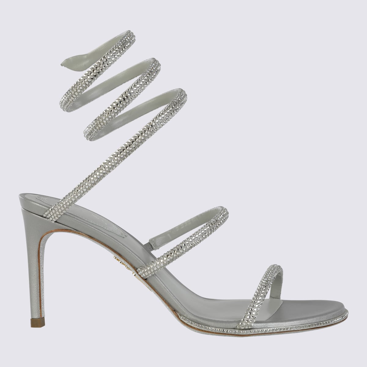 Shop René Caovilla Silver-tone Leather Cleo Sandals