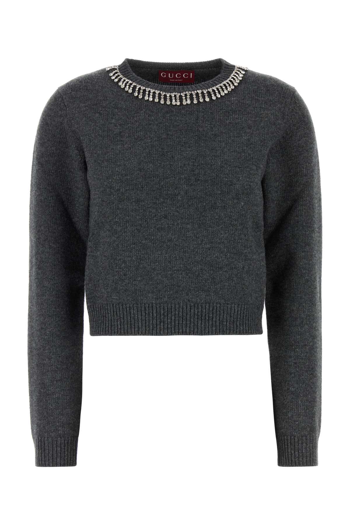 Shop Gucci Charcoal Wool Blend Sweater In Charcoalgreymix