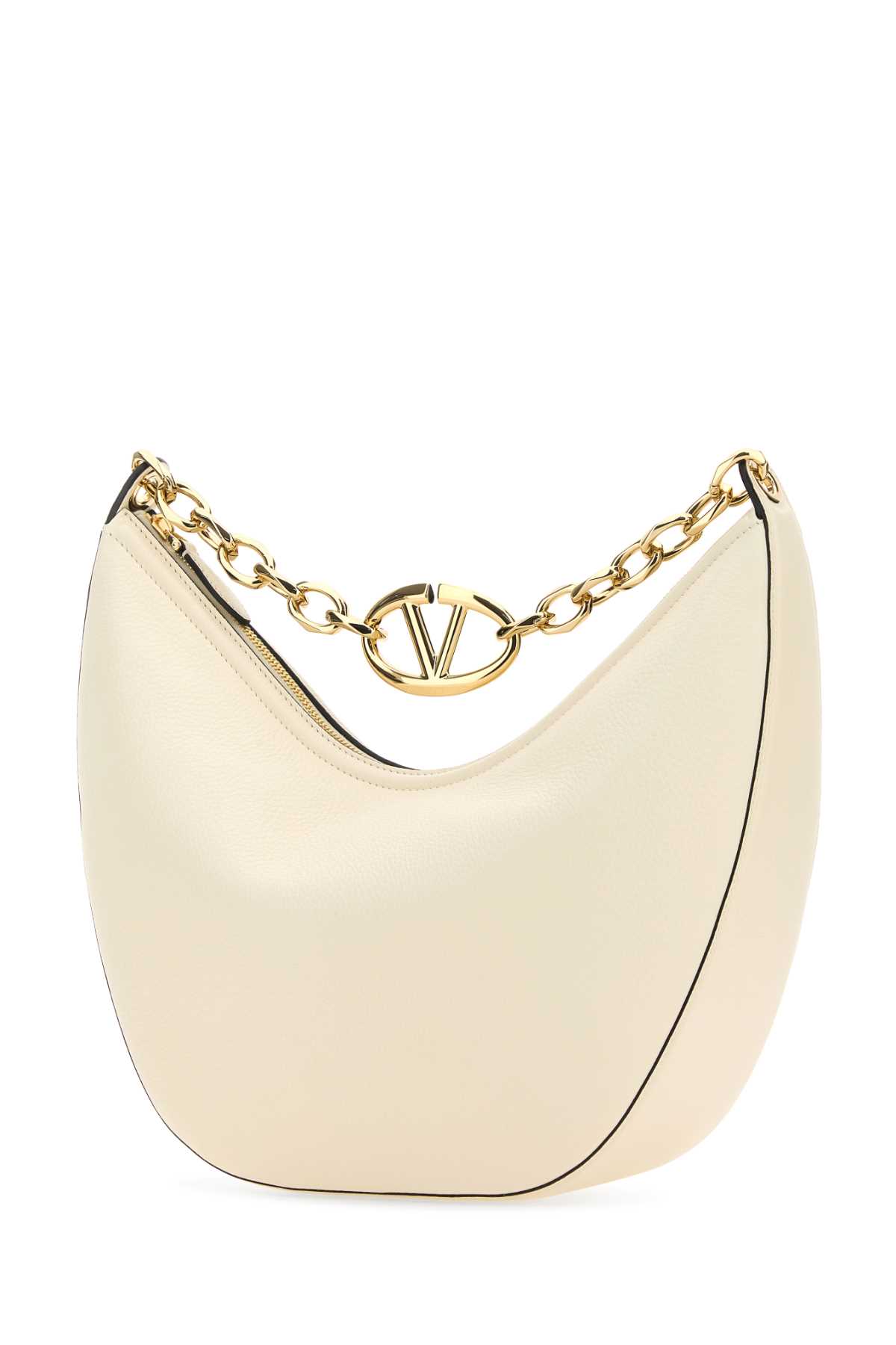 Shop Valentino Ivory Leather Medium Hobo Vlogo Moon Shoulder Bag