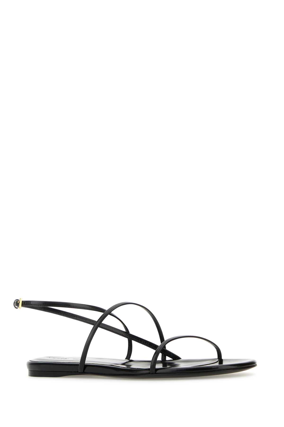 Shop Khaite Black Leather Loop Sandals