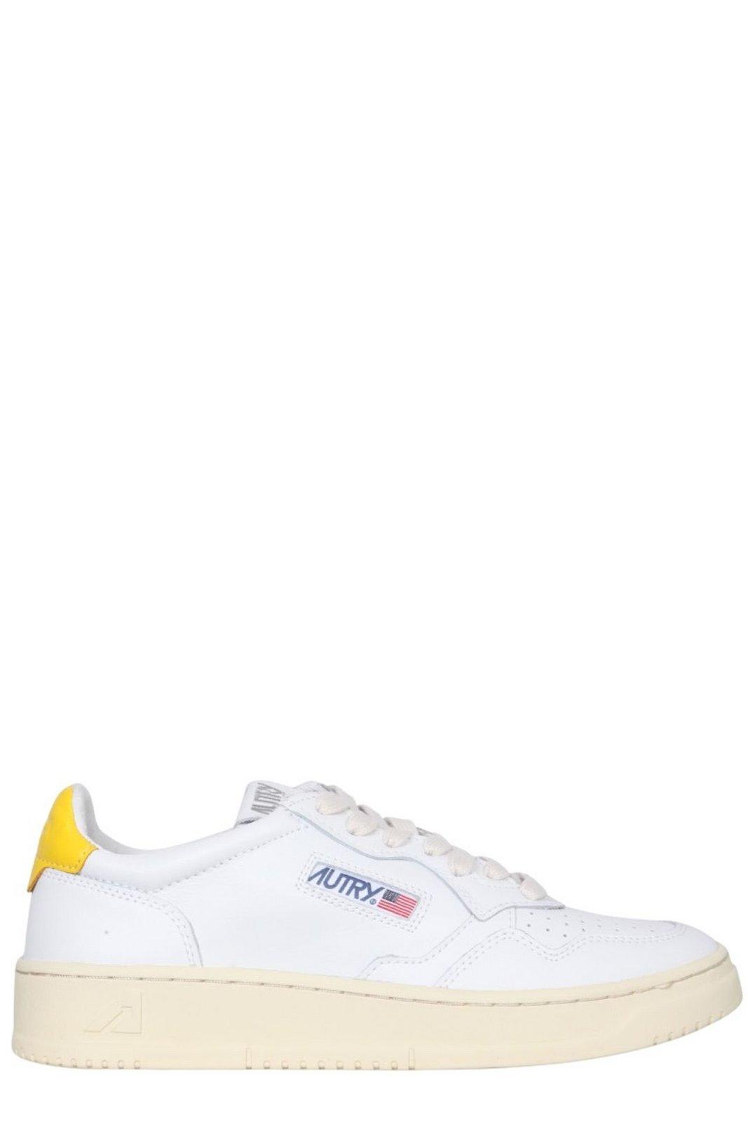 Autry Round Toe Lace-up Sneakers In White
