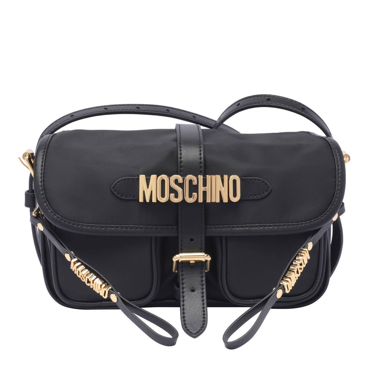 Shop Moschino Logo Crossbody Bag In Black