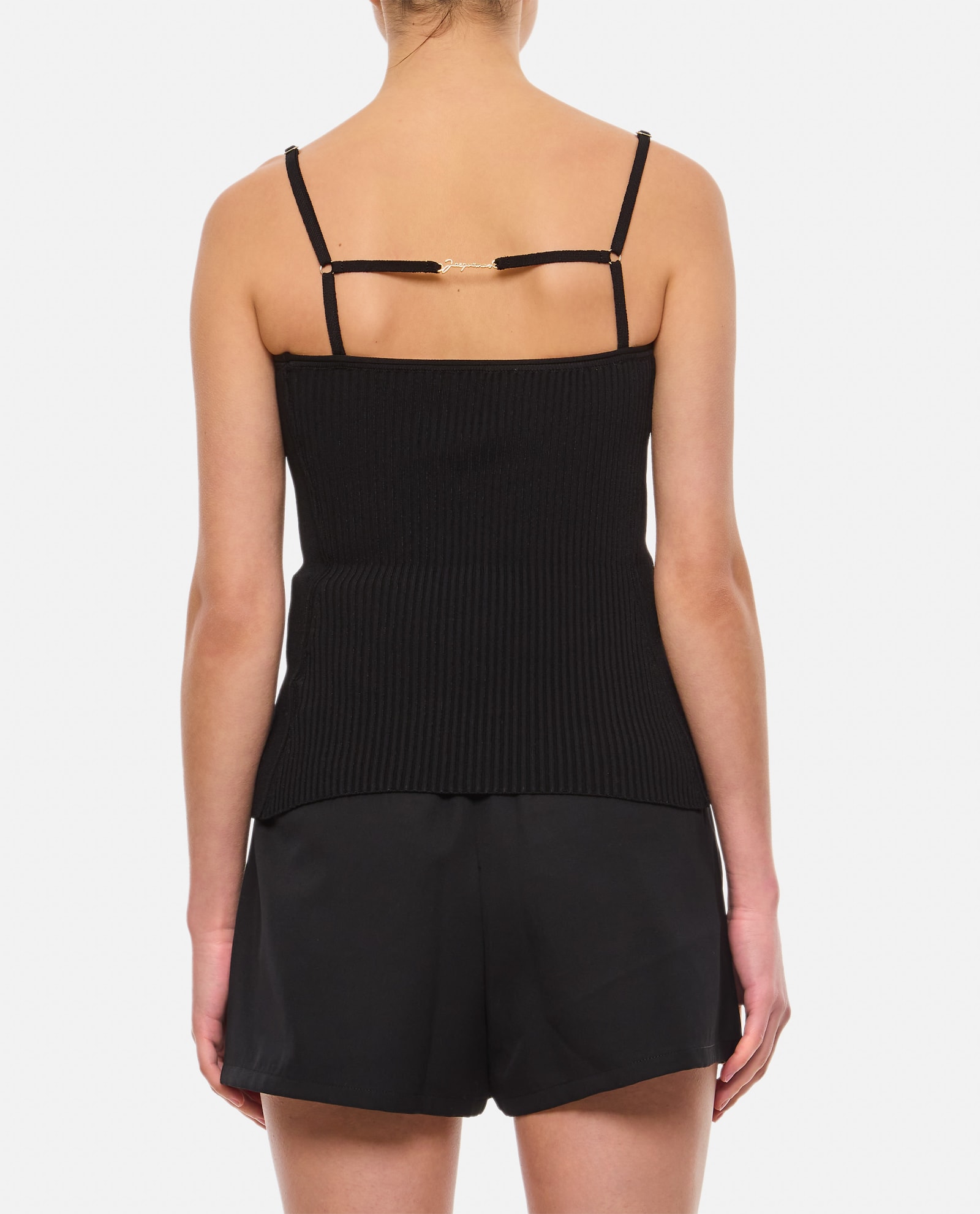 Shop Jacquemus Ribbed Knit Top In Black