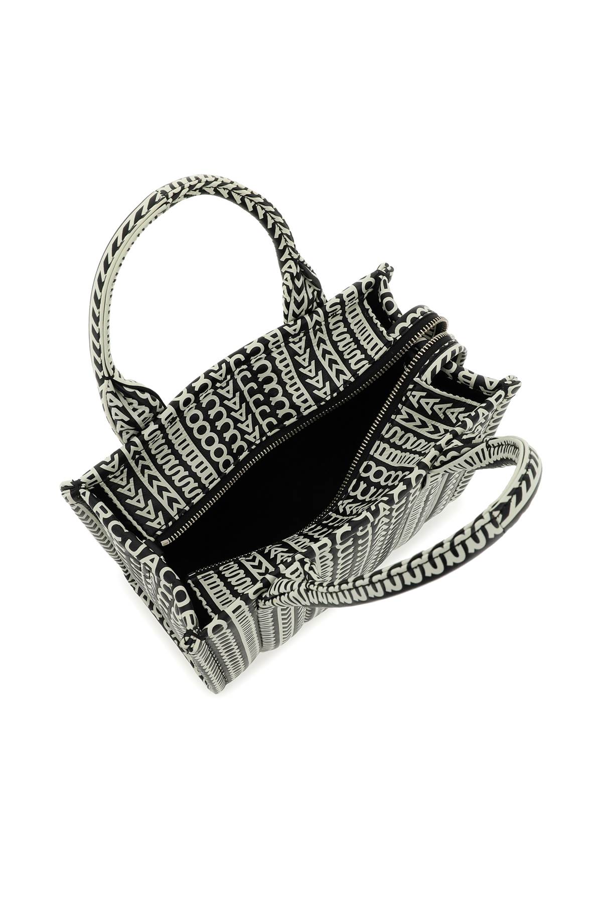 Marc Jacobs The Monogram Leather Mini Tote Bag In Black/white