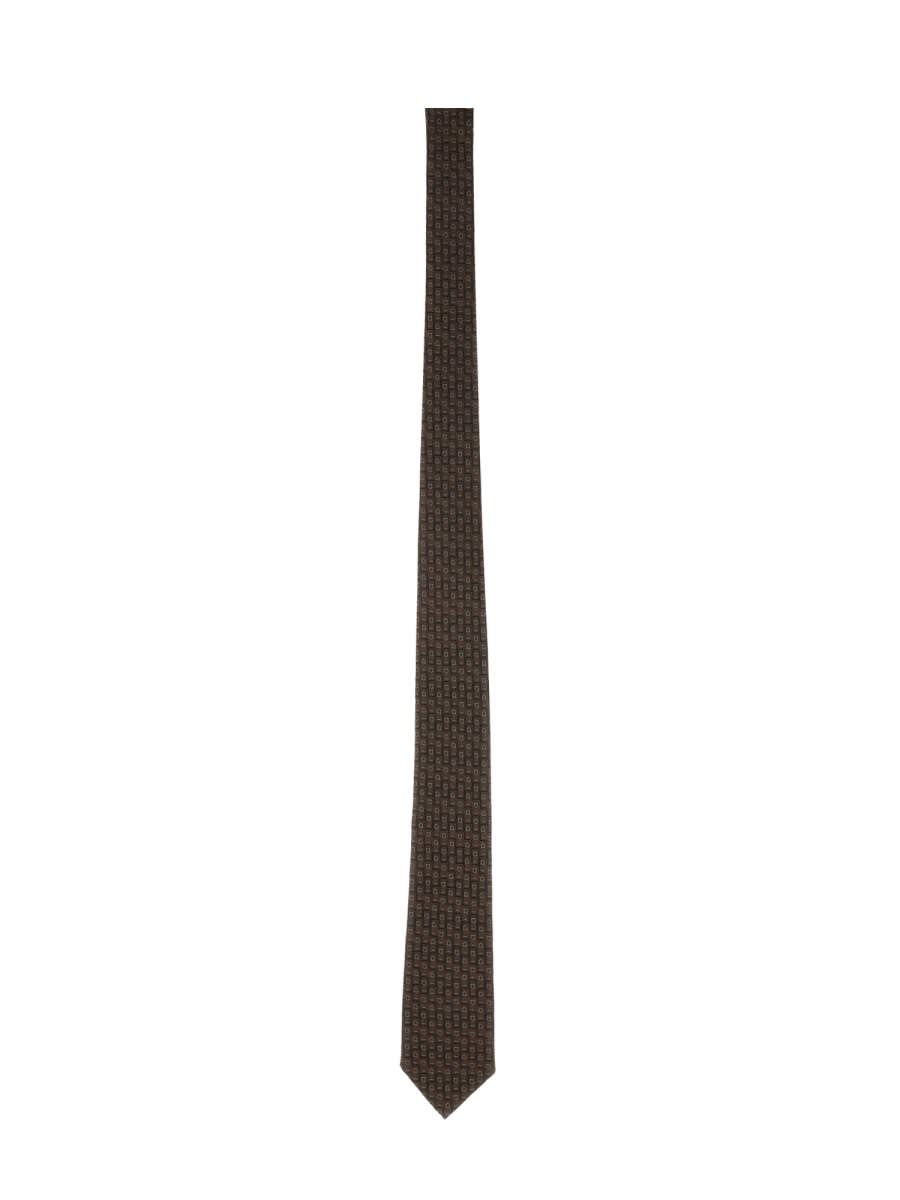 Shop Ferragamo Jacquard Tie In Brown