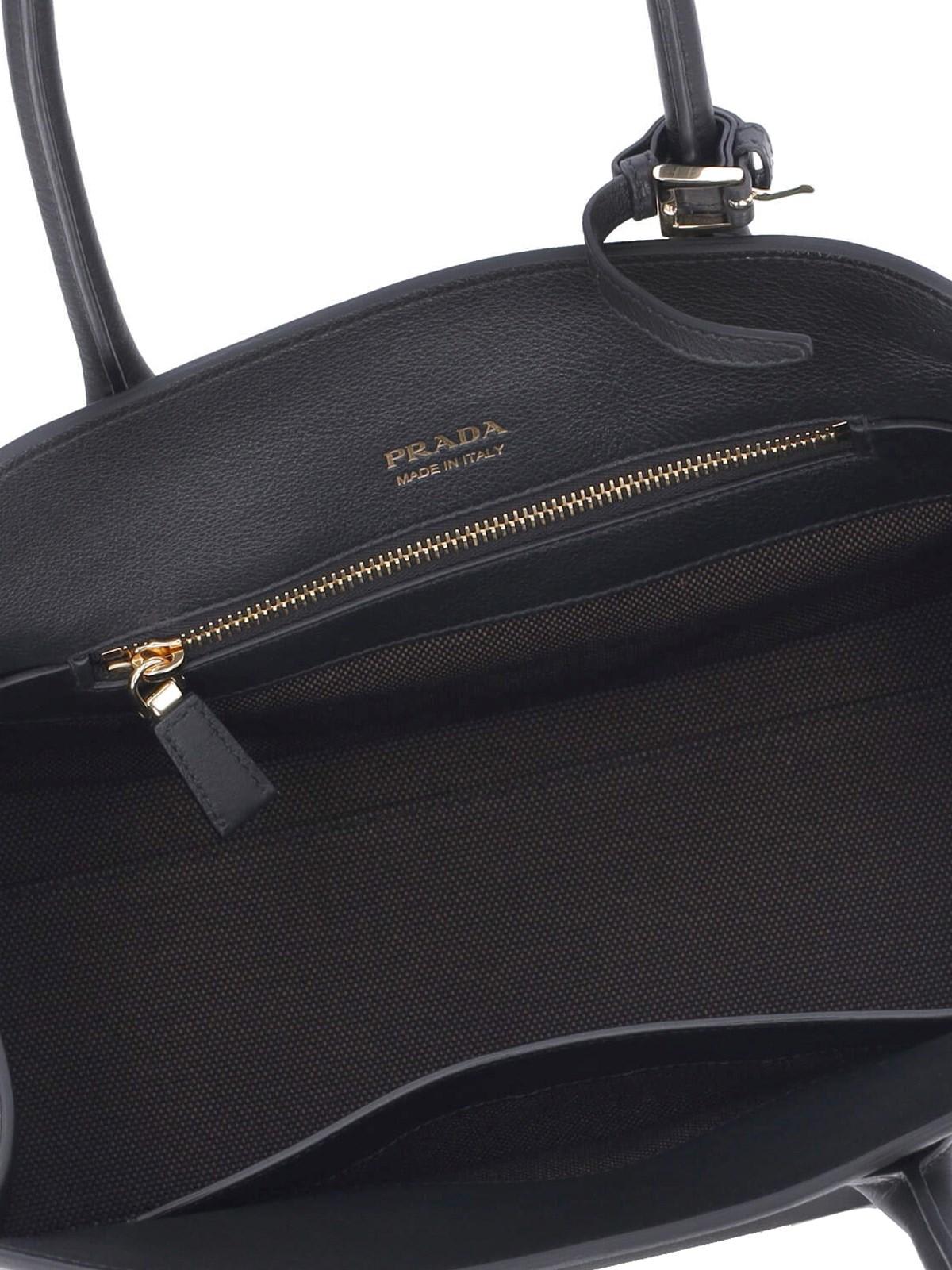 Shop Prada Logo Medium Tote Bag In Black