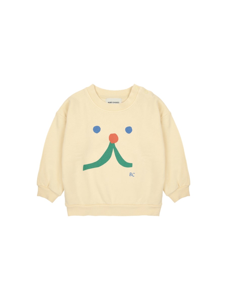 Shop Bobo Choses Baby Funny Face Sweatshirt In Yellow