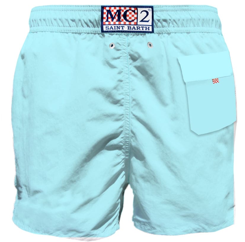MC2 SAINT BARTH LIGHT-BLUE MAN SWIM SHORTS WITH POCKET 