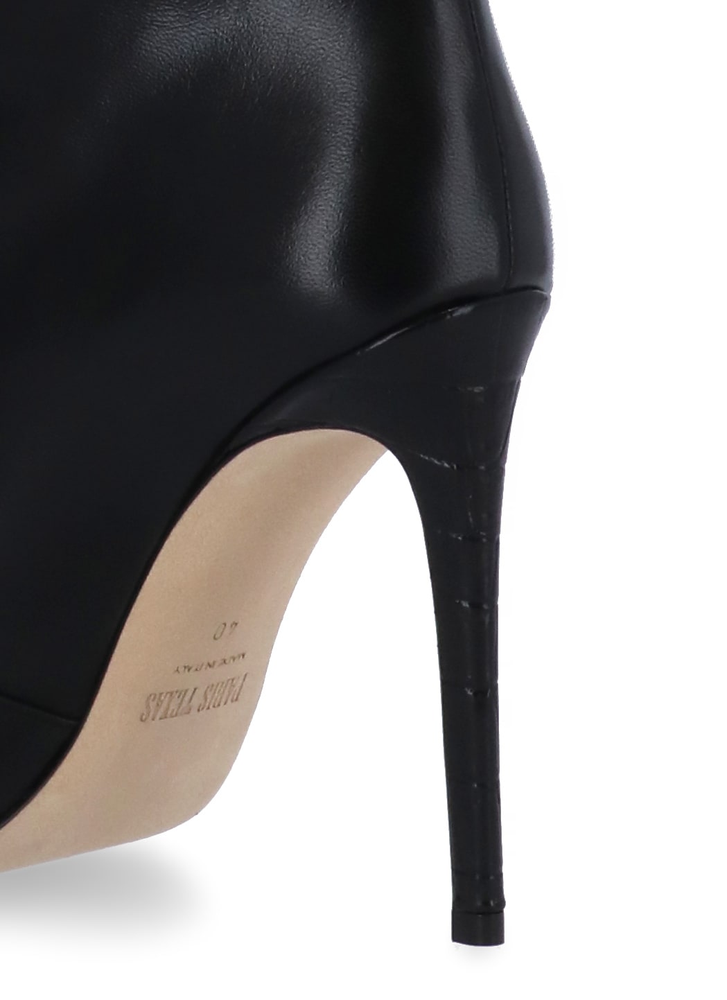 Paris Texas Arrow Toe Stiletto Boots In Black Leather In Black