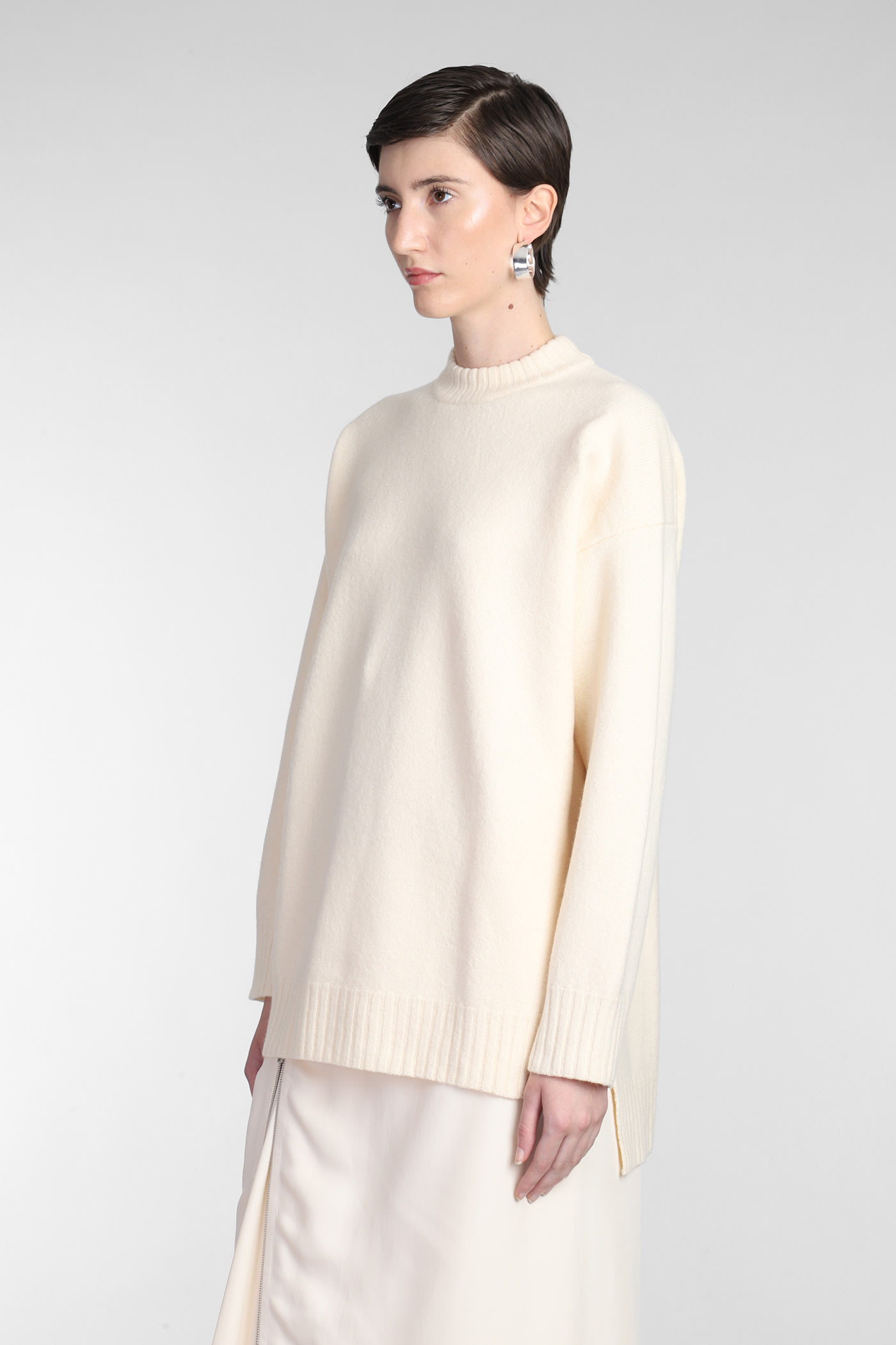 Jil Sander Long-sleeve Crew-neck Wool Jumper In Ivory