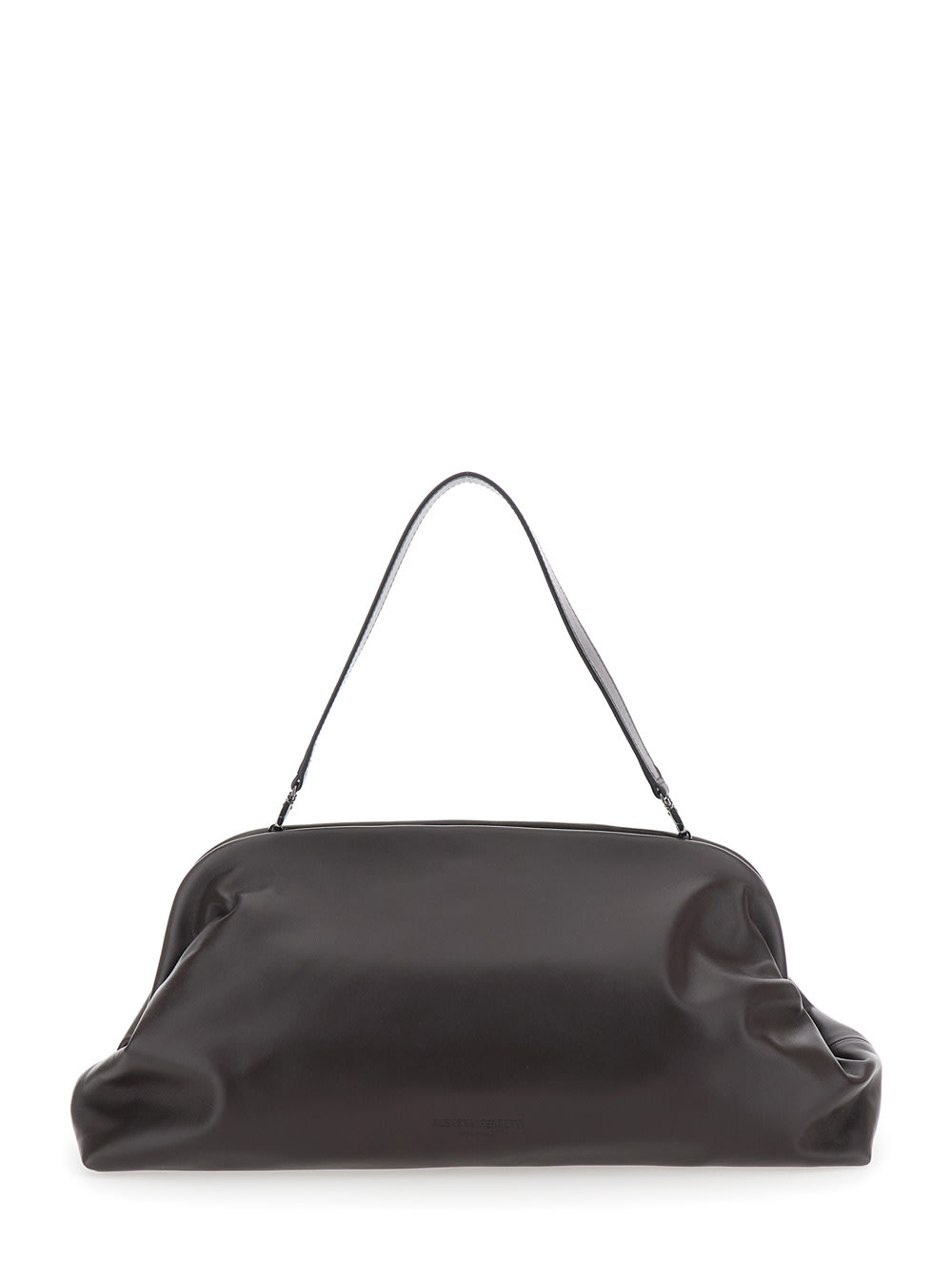Alberta Ferretti Women Brown Handbag With Removable Handle And Clasp Closure In Leather Woman In Brown