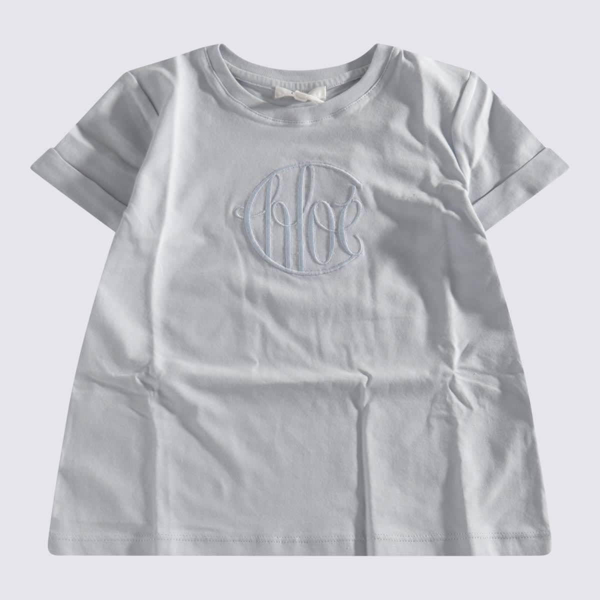 Chloé Light Blue Cotton T-shirt In Blu Cielo