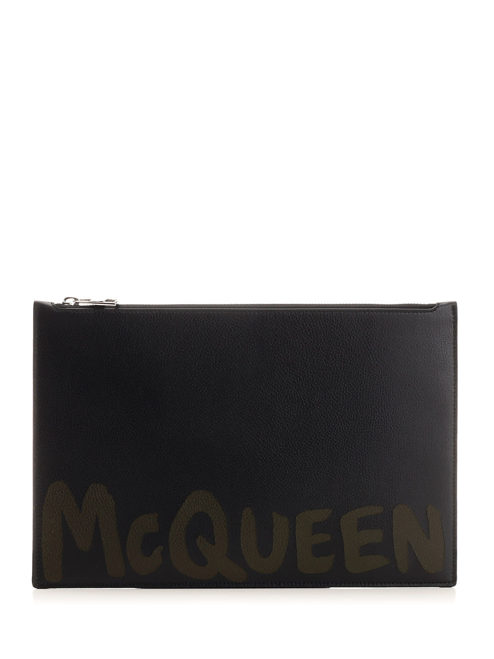 Alexander Mcqueen Logo-print Leather Clutch Bag In Black