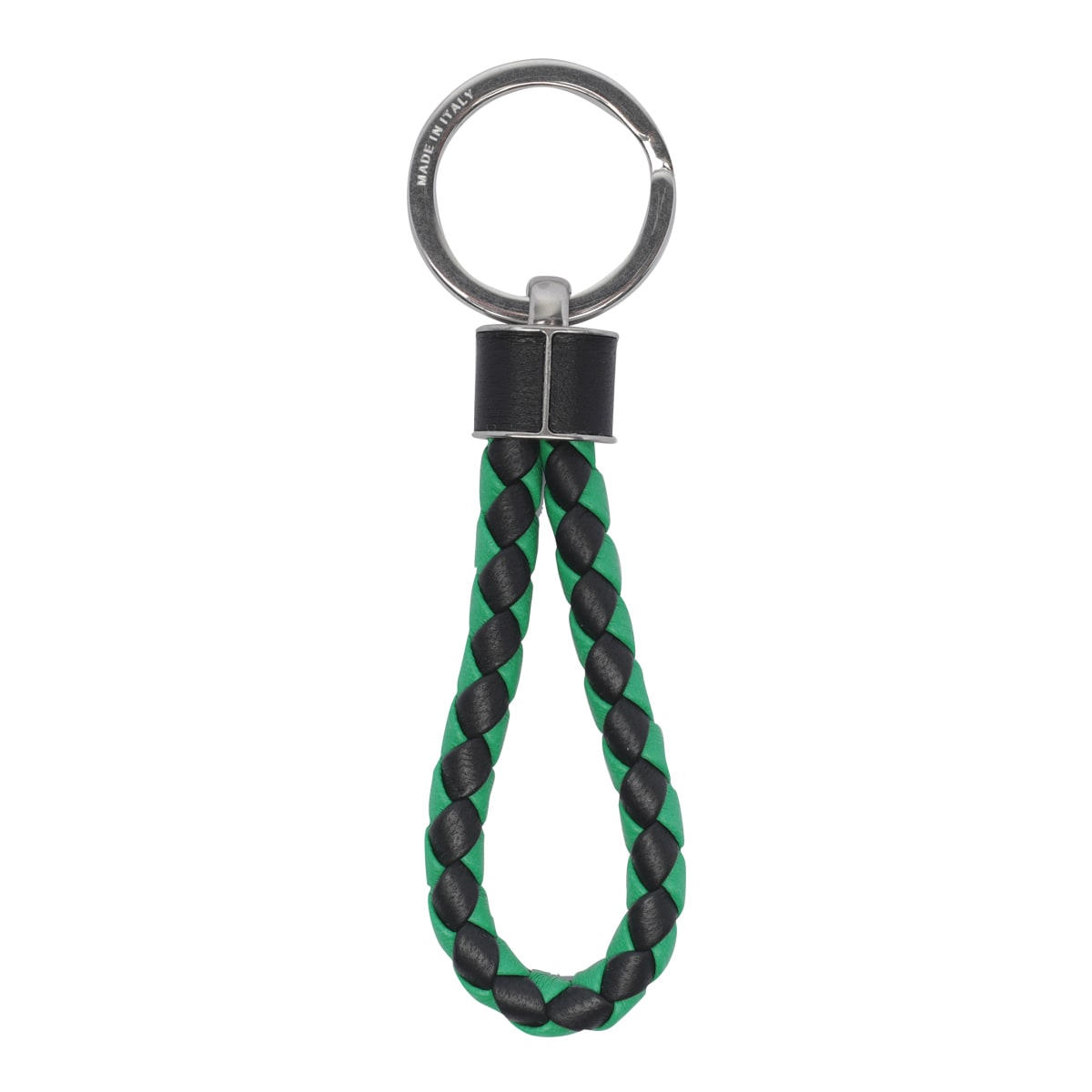 Shop Bottega Veneta Intreccio Keyring In Green