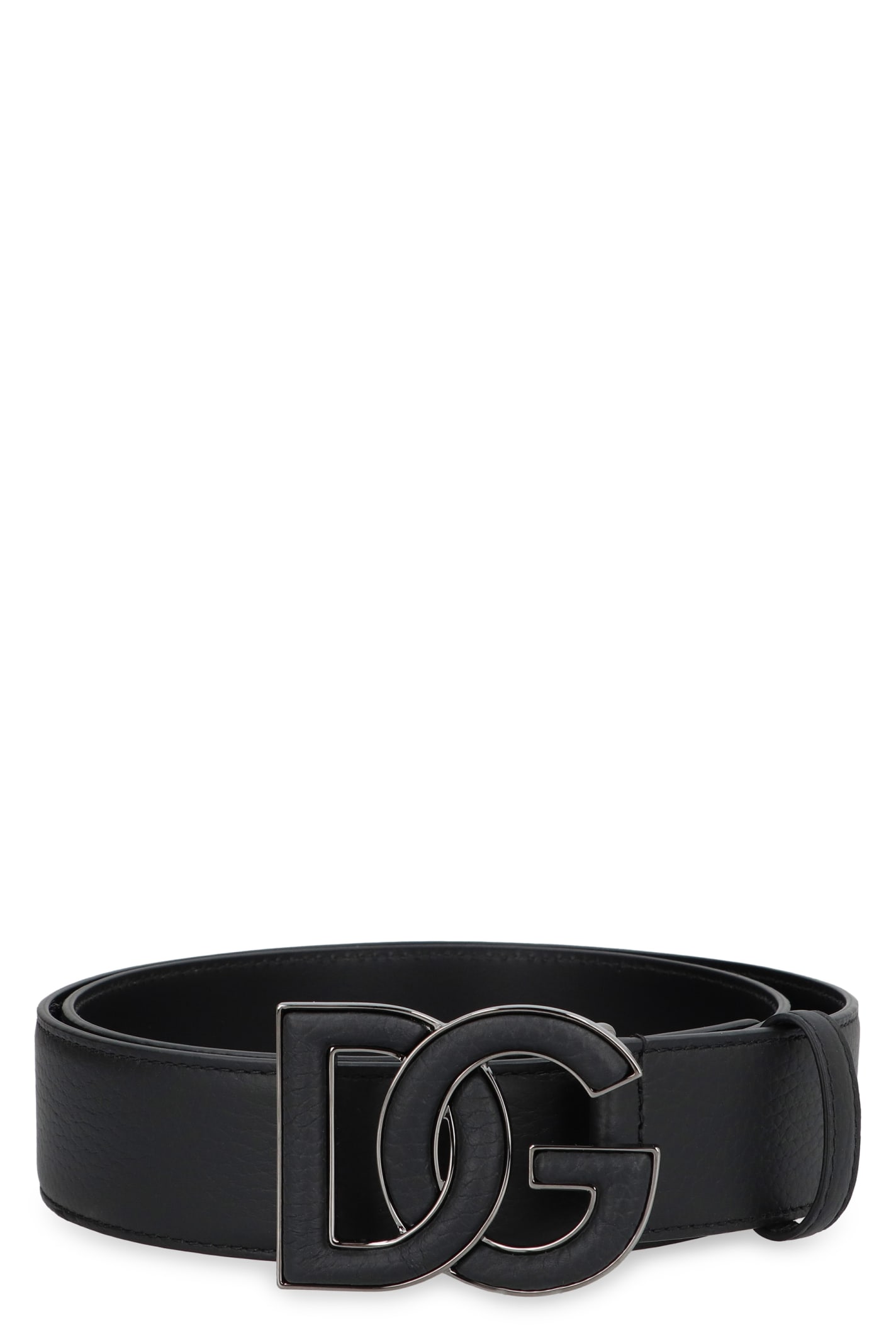 Shop Dolce & Gabbana Calf Leather Belt With Buckle In Nero