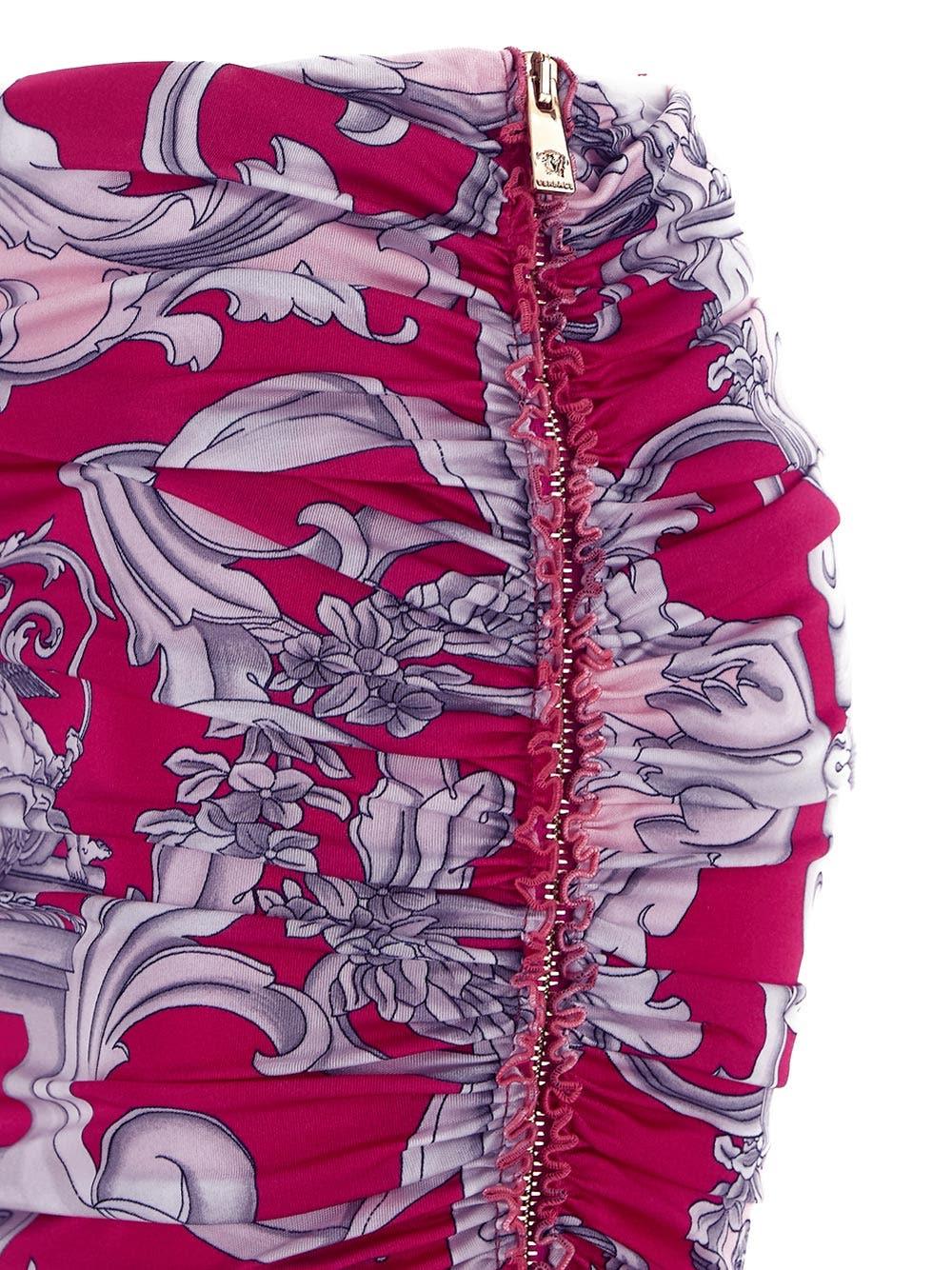 Shop Versace Silver Baroque Skirt In Fuchsia
