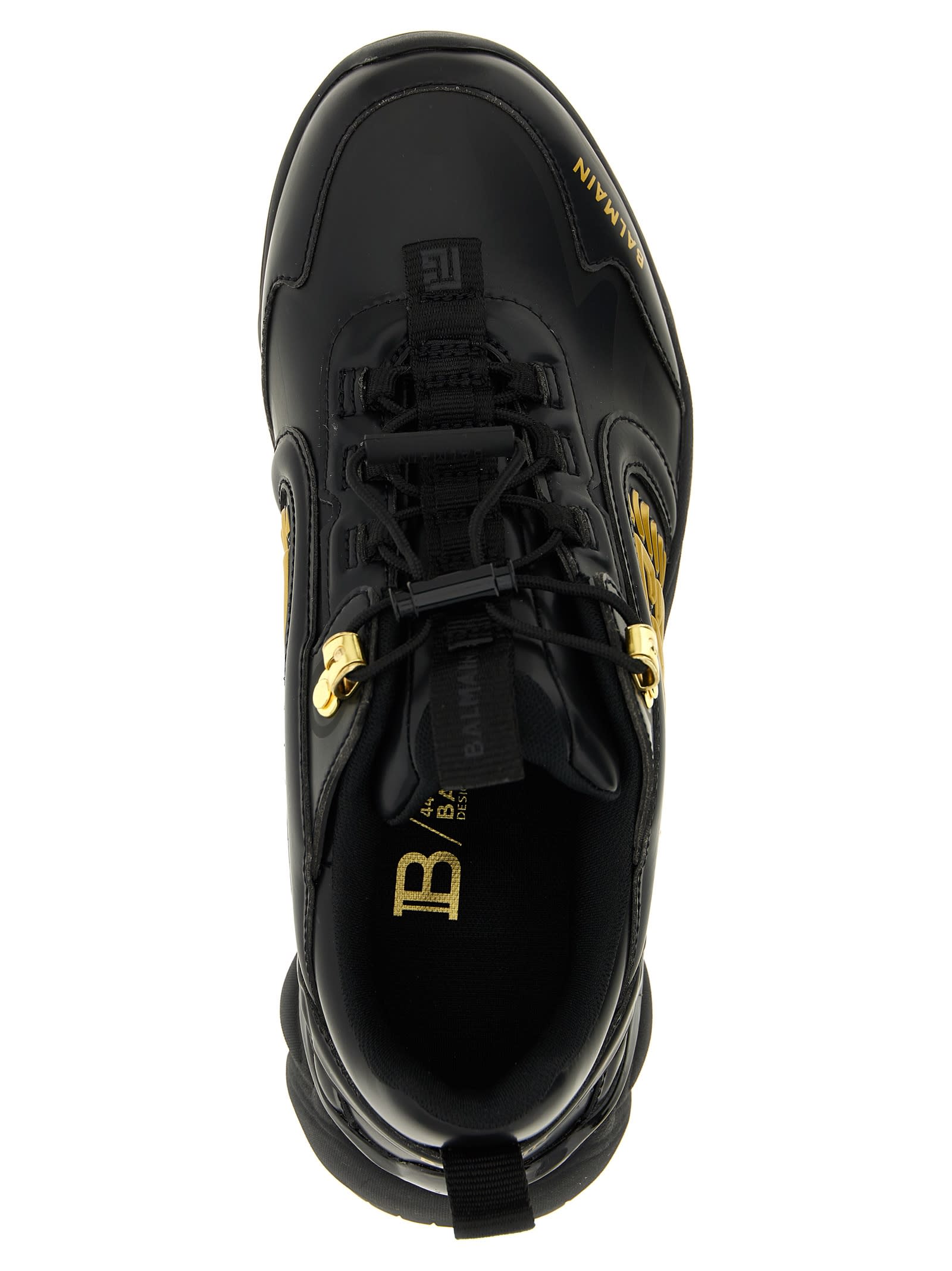 Balmain Cosmic Dust Glazed Leather Sneakers In Black